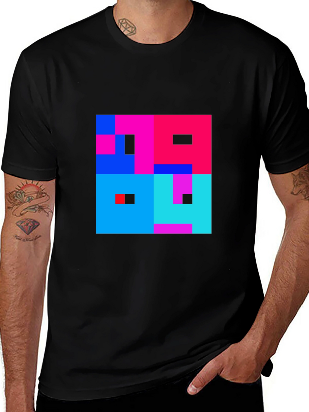 Abstract Pixel Art Graphic Tee - Stylish Comfort