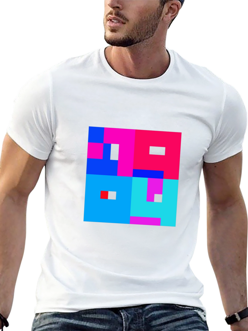 Abstract Pixel Art Graphic Tee - Stylish Comfort