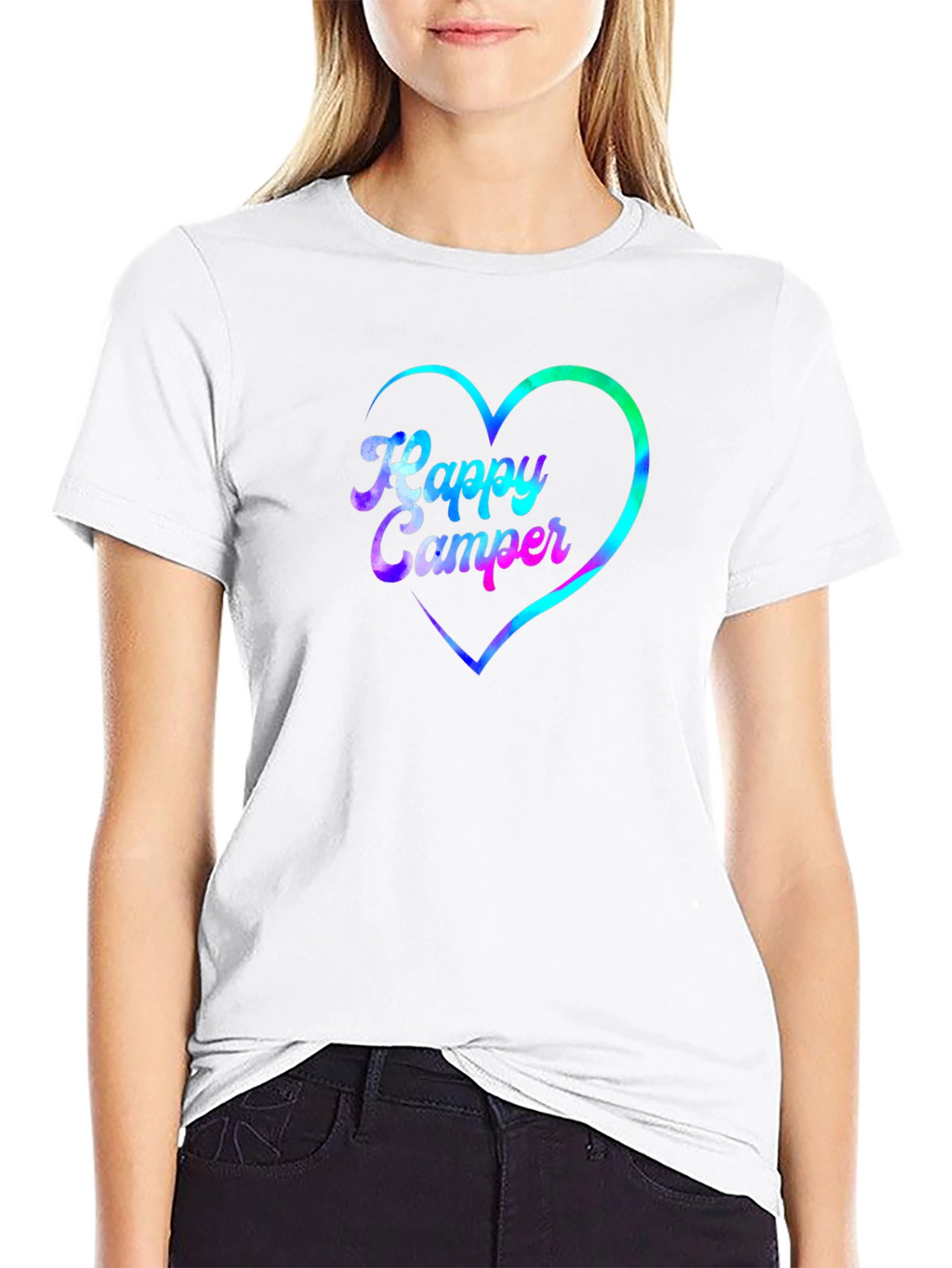 Happy Camper Heart Graphic Black T-Shirt