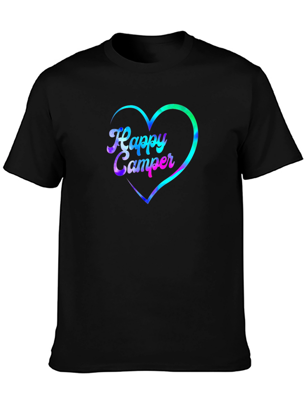 Happy Camper Heart Graphic Black T-Shirt