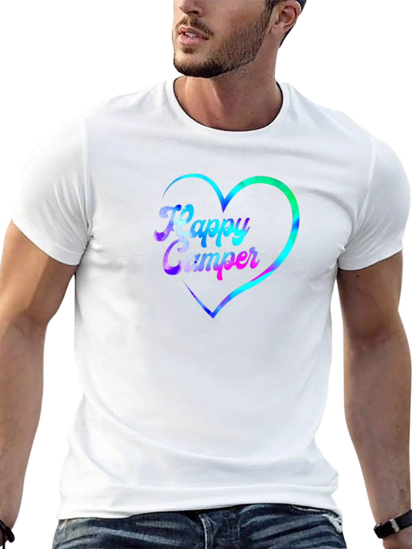 Happy Camper Heart Graphic Black T-Shirt