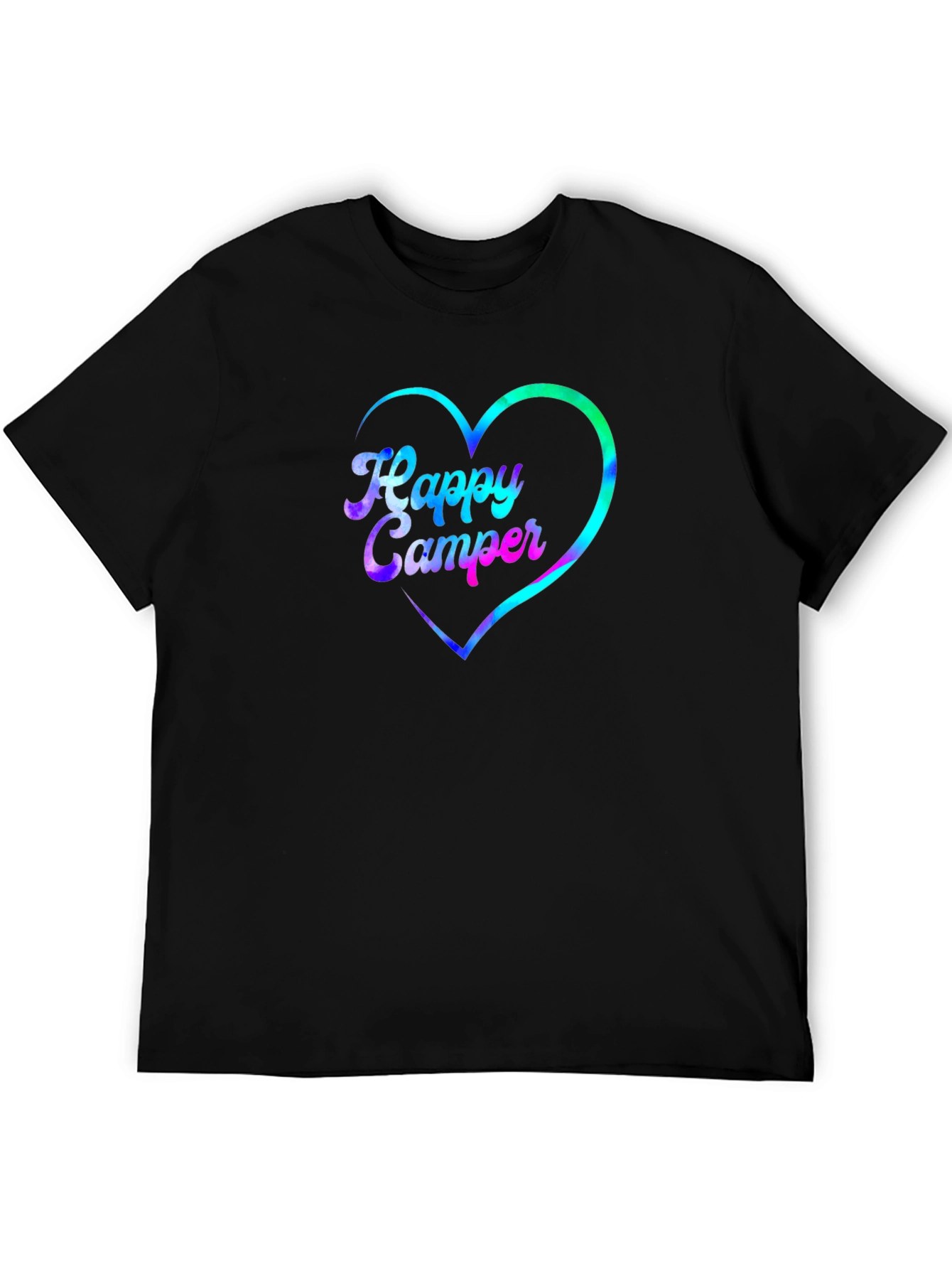 Happy Camper Heart Graphic Black T-Shirt