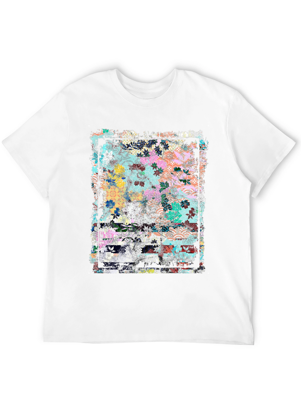 Floral Art Graphic Tee - Grunge Style