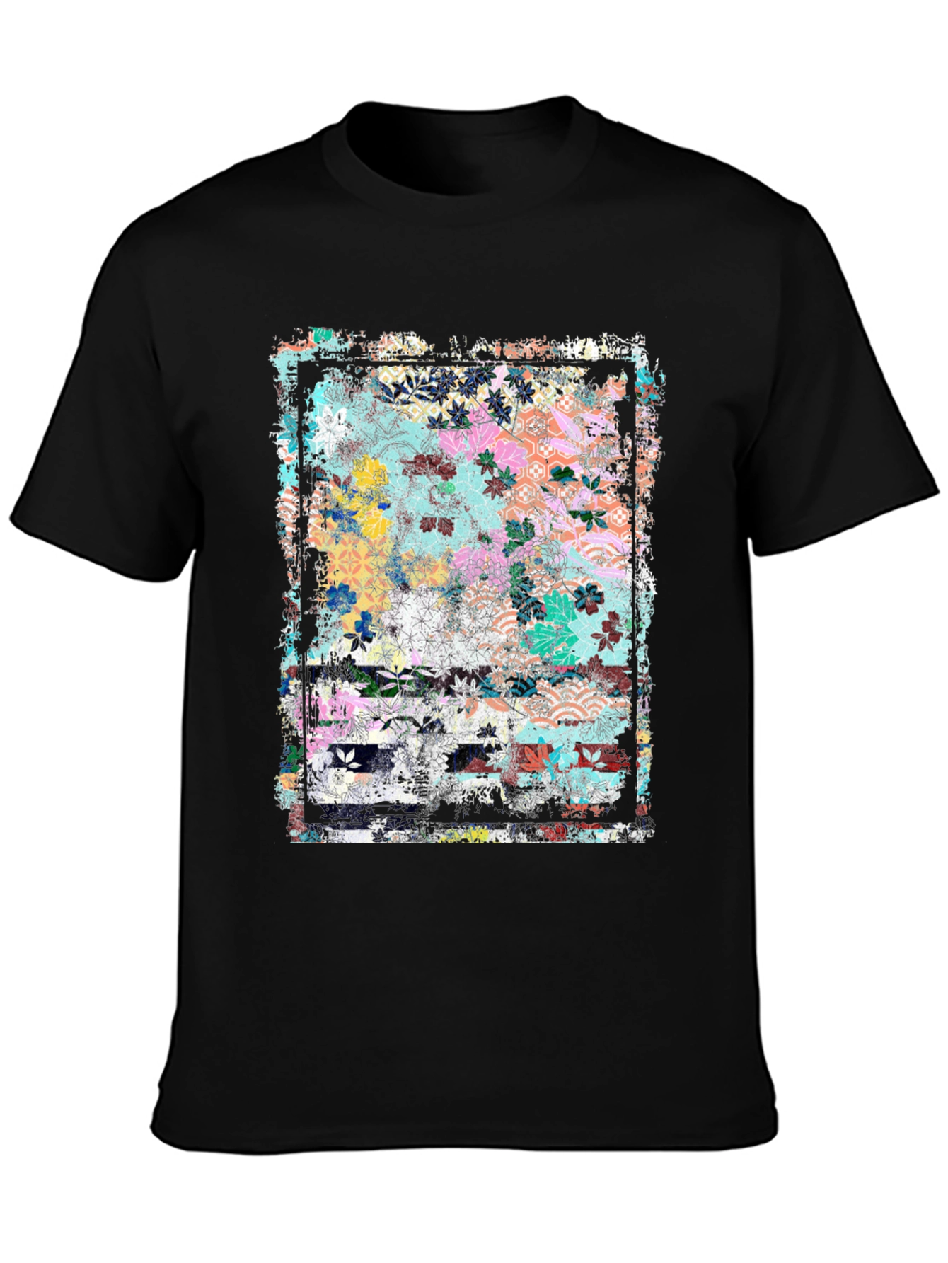 Floral Art Graphic Tee - Grunge Style
