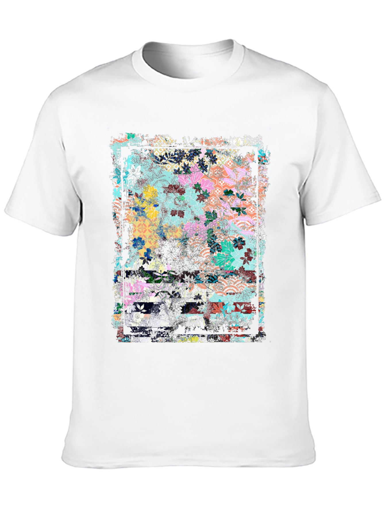Floral Art Graphic Tee - Grunge Style