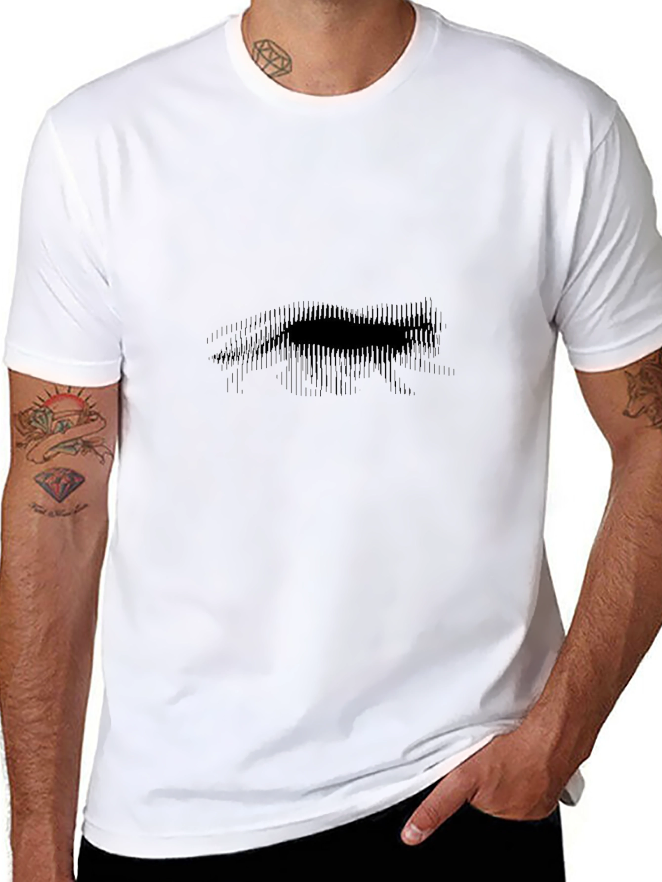Abstract Bear Graphic Black T-Shirt