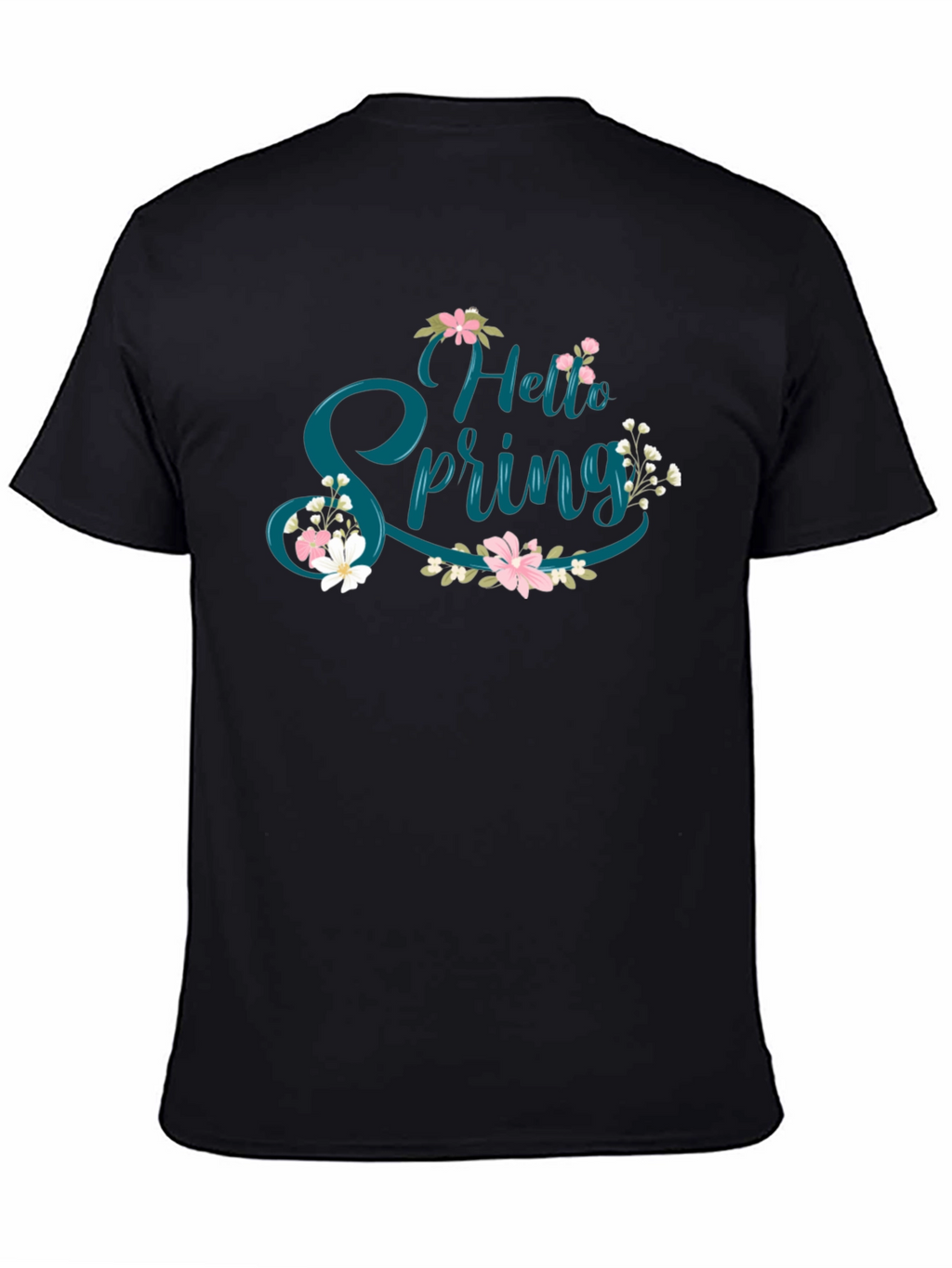 Hello Spring Floral Graphic Tee - Black