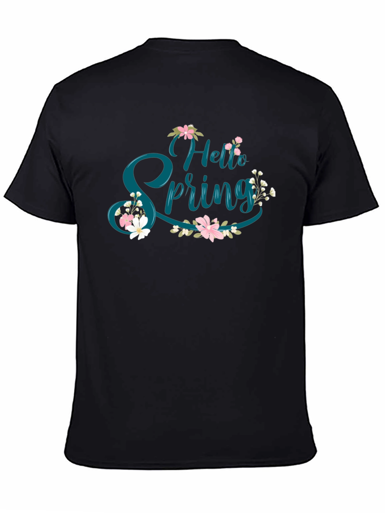 Hello Spring Floral Graphic Tee - Black