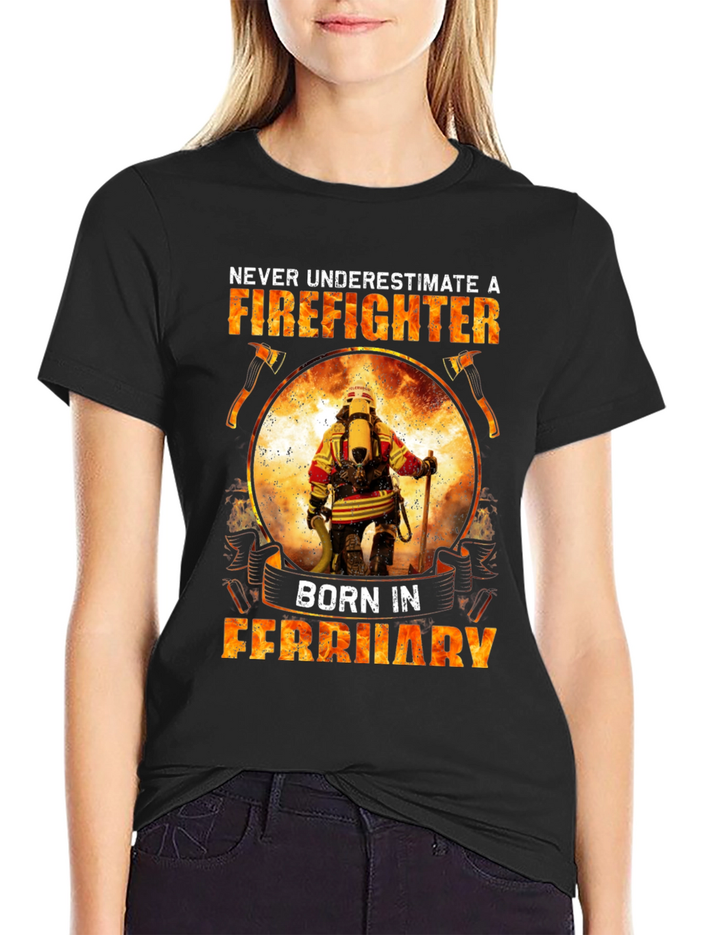 Firefighter February Birthday T-Shirt