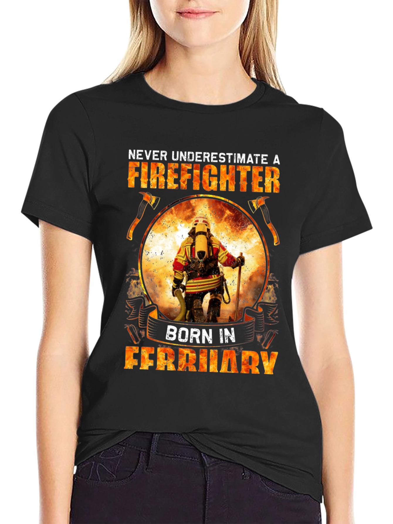 Firefighter February Birthday T-Shirt