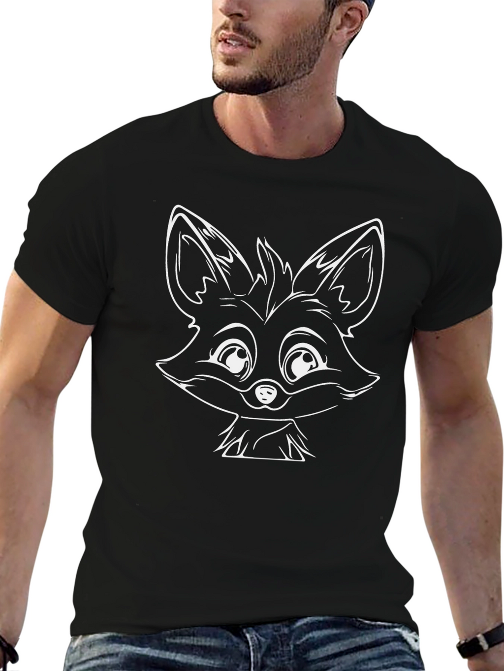 Fox Graphic T-Shirt - Black Cotton Tee