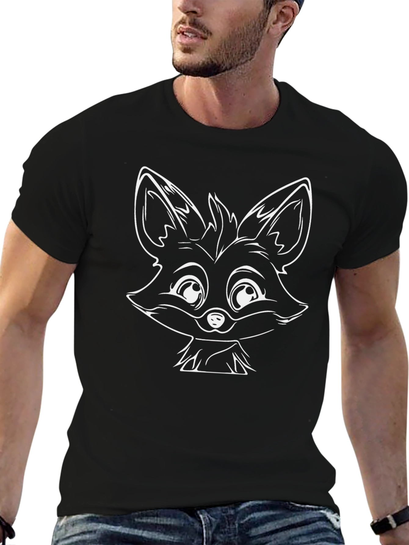 Fox Graphic T-Shirt - Black Cotton Tee