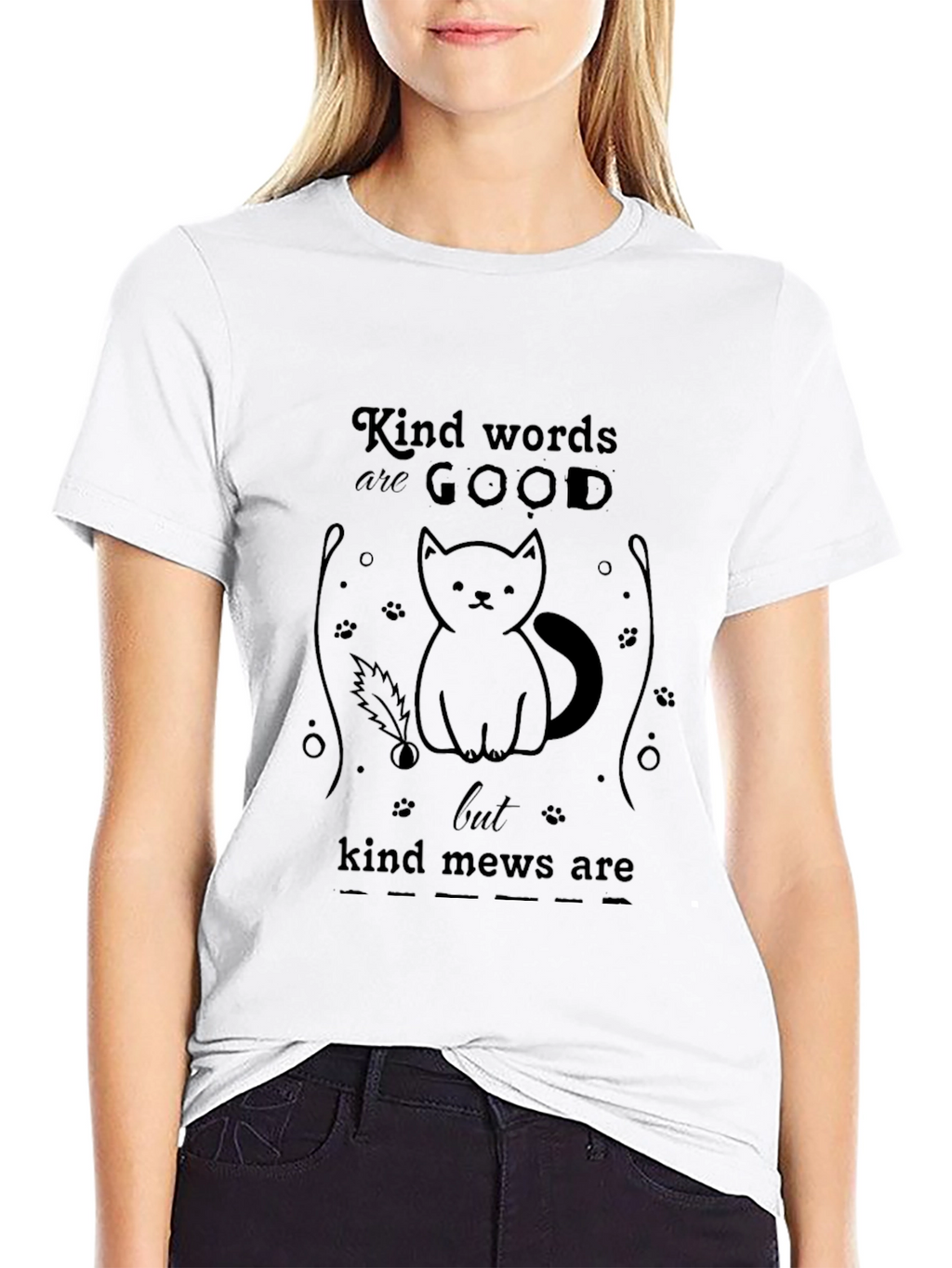Kind Mews Cat Graphic T-Shirt