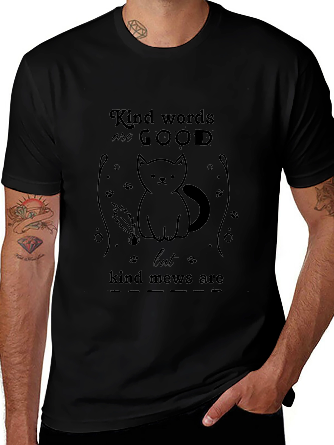 Kind Mews Cat Graphic T-Shirt