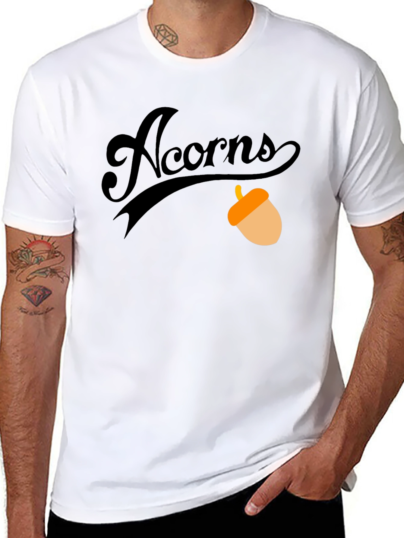 Acorns Graphic Tee - Stylish Black Cotton T-Shirt