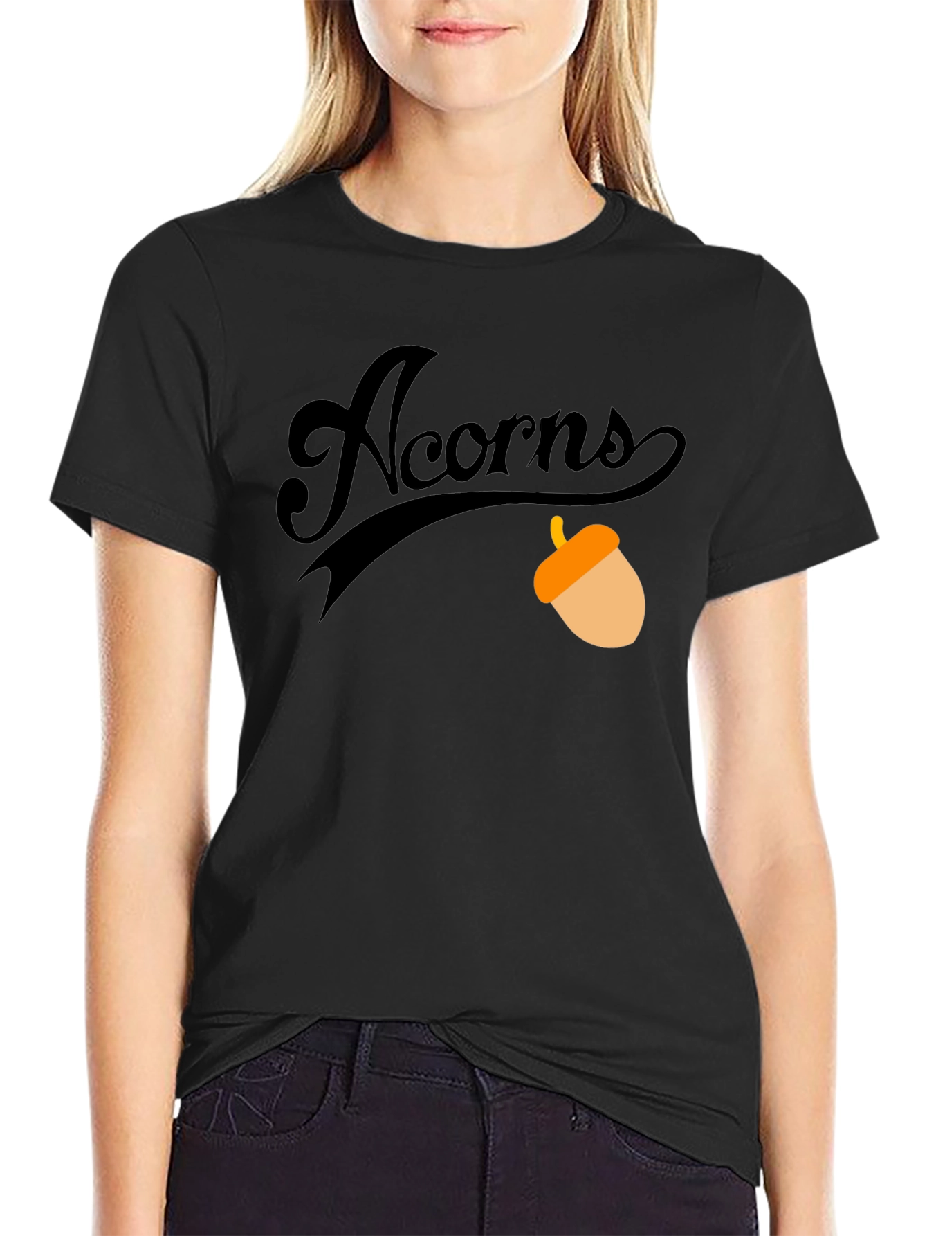 Acorns Graphic Tee - Stylish Black Cotton T-Shirt