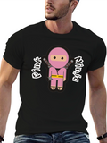 Pink Ninja Graphic T-Shirt - Funny Cartoon Tee