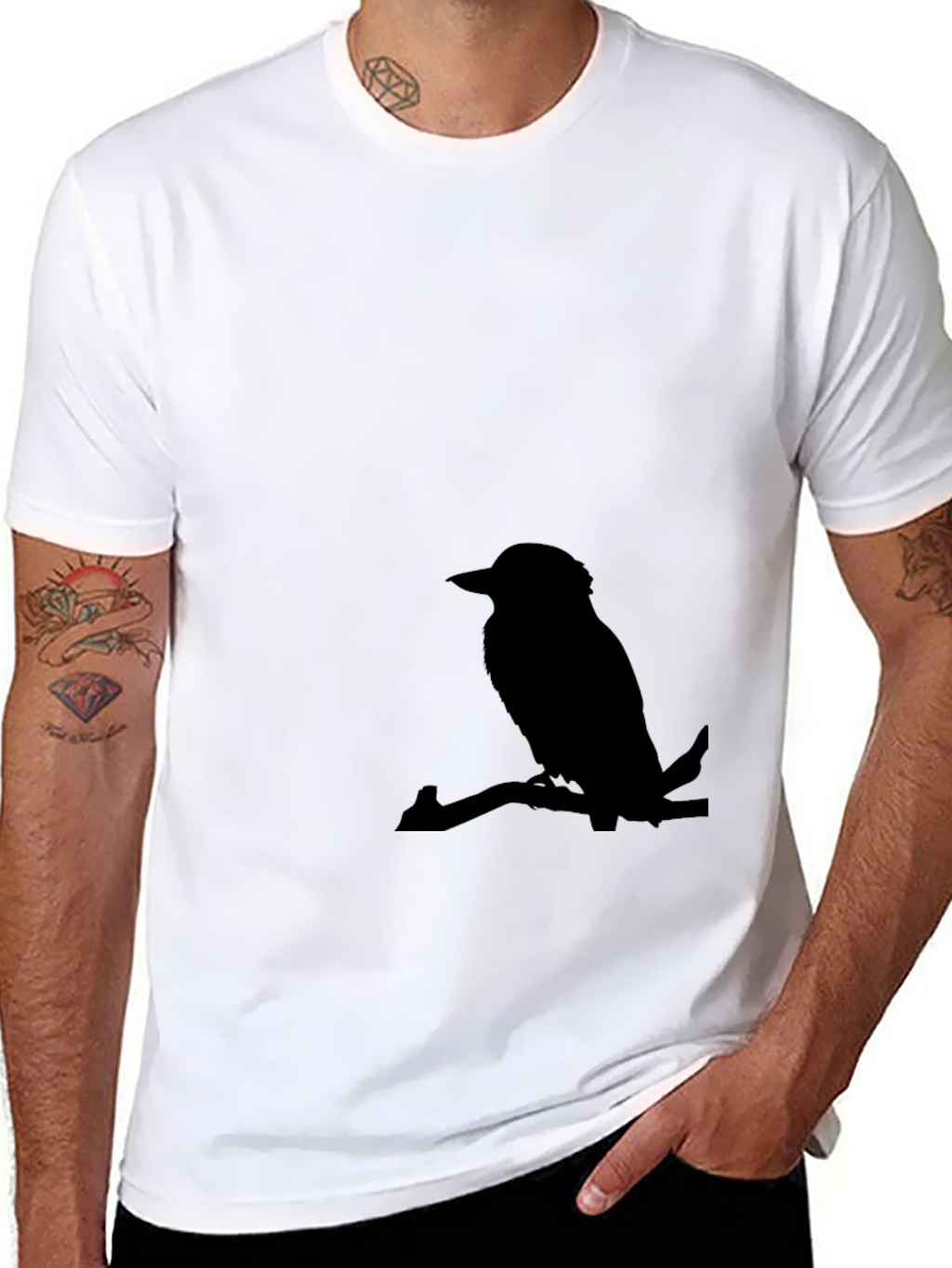 Mens Bird Silhouette Graphic Tee - Casual Style
