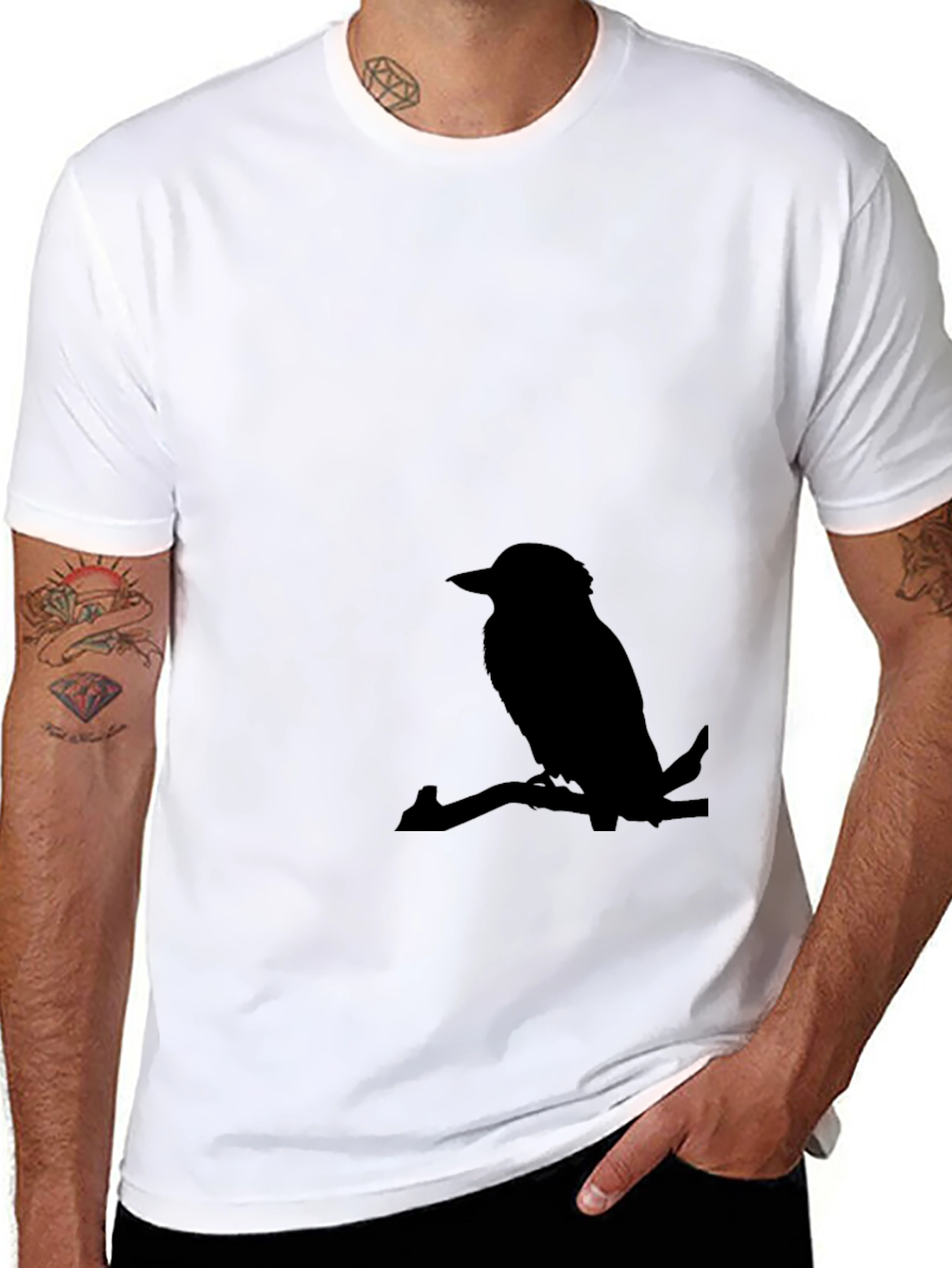 Mens Bird Silhouette Graphic Tee - Casual Style