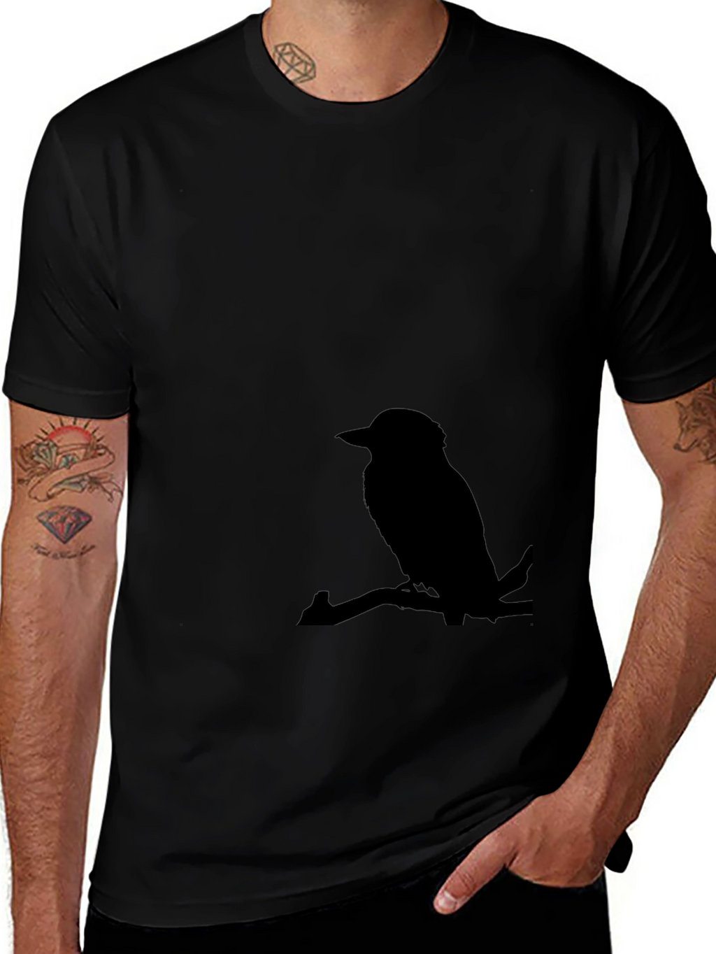 Mens Bird Silhouette Graphic Tee - Casual Style