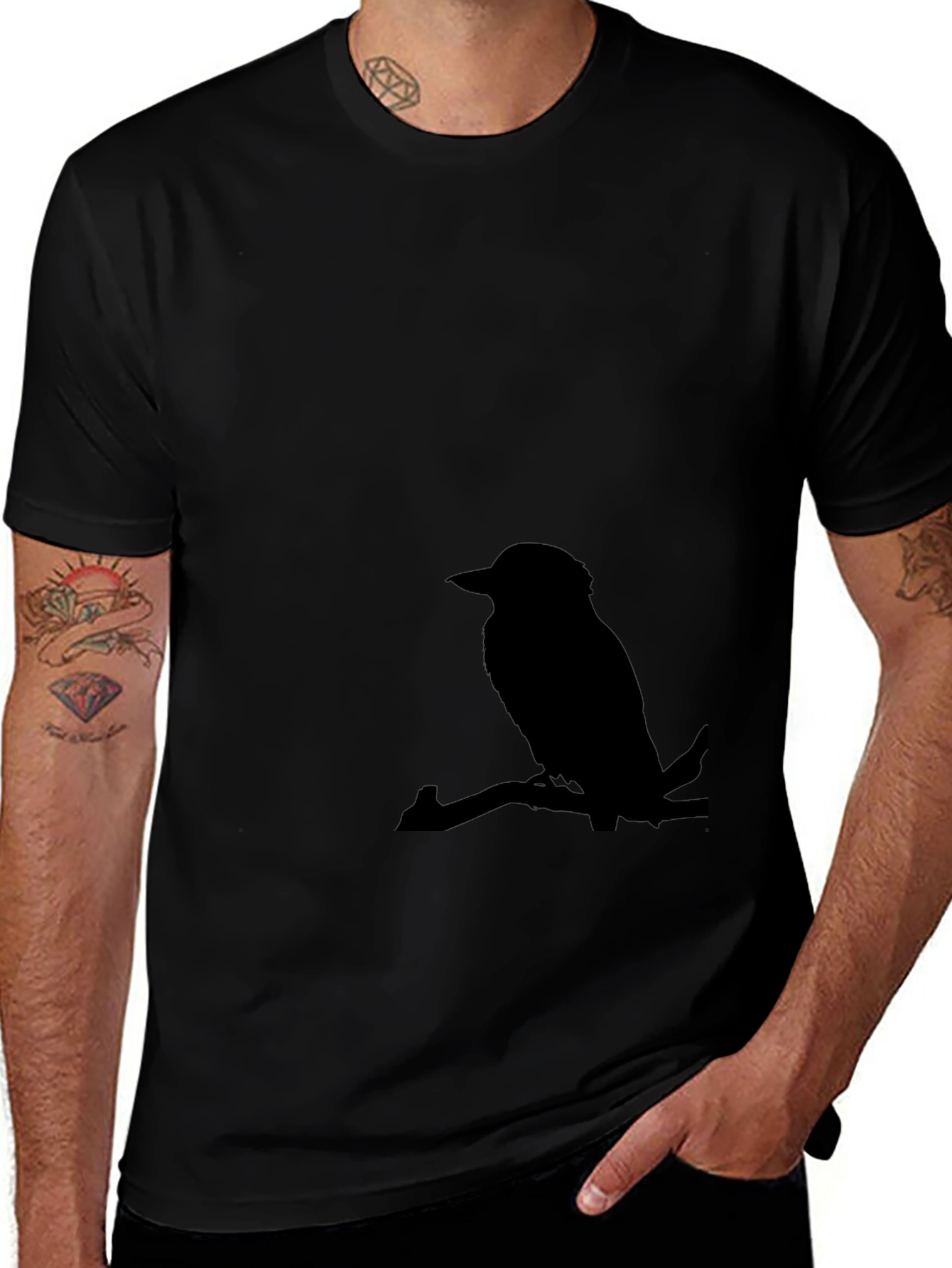 Mens Bird Silhouette Graphic Tee - Casual Style