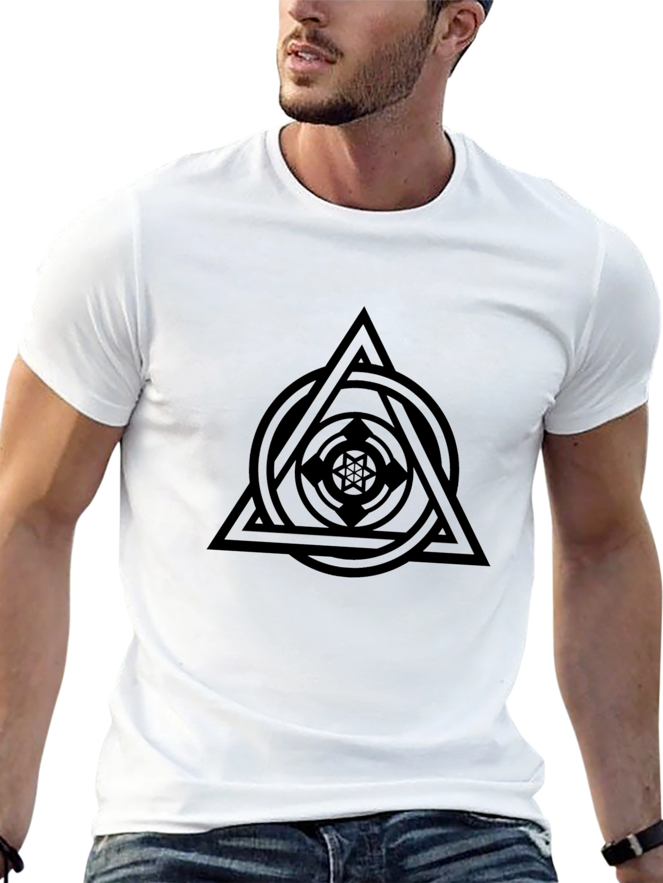 Geometric Black T-Shirt - Stylish Minimalist Design