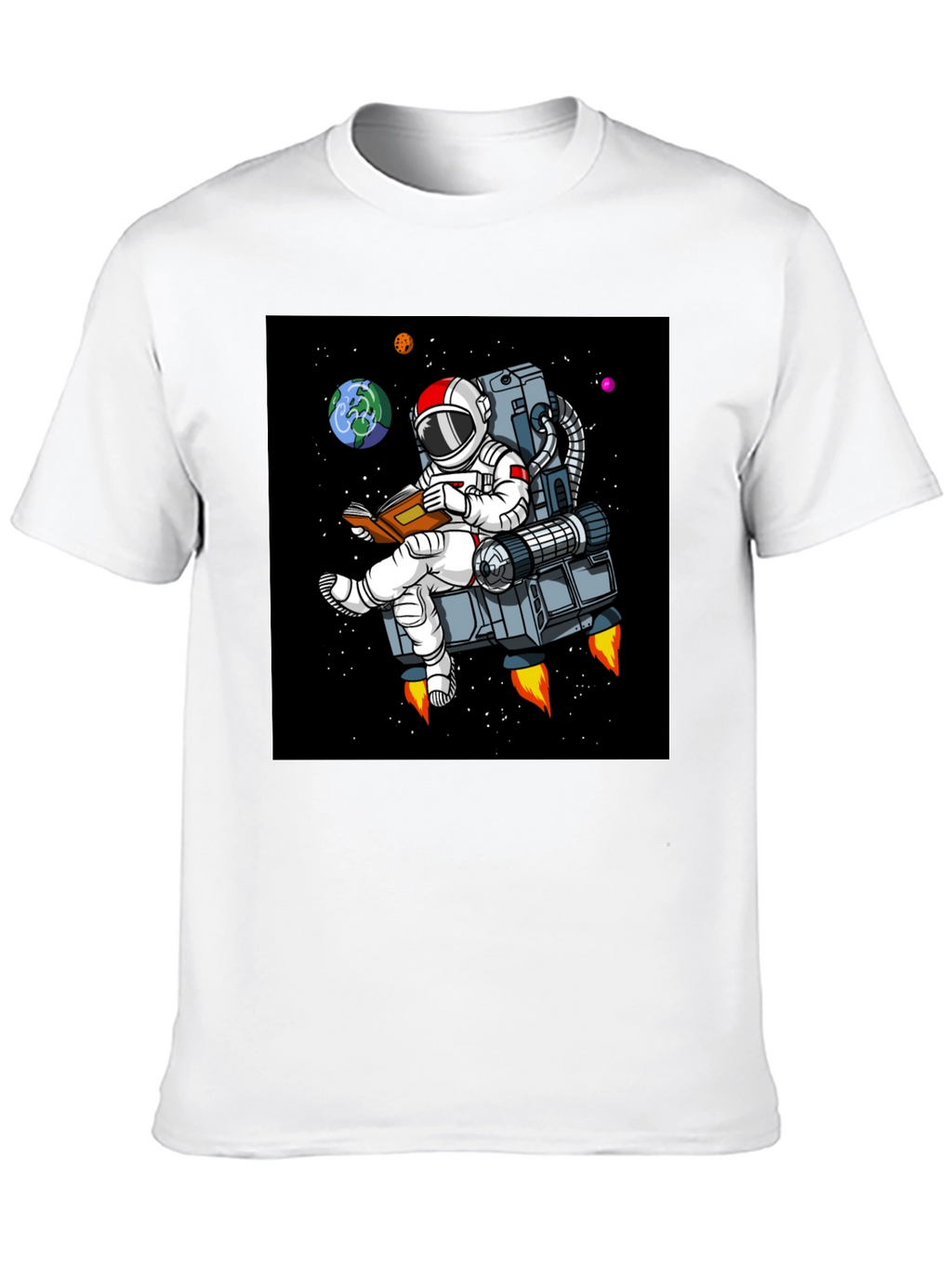 Astronaut Reading in Space T-Shirt - Black