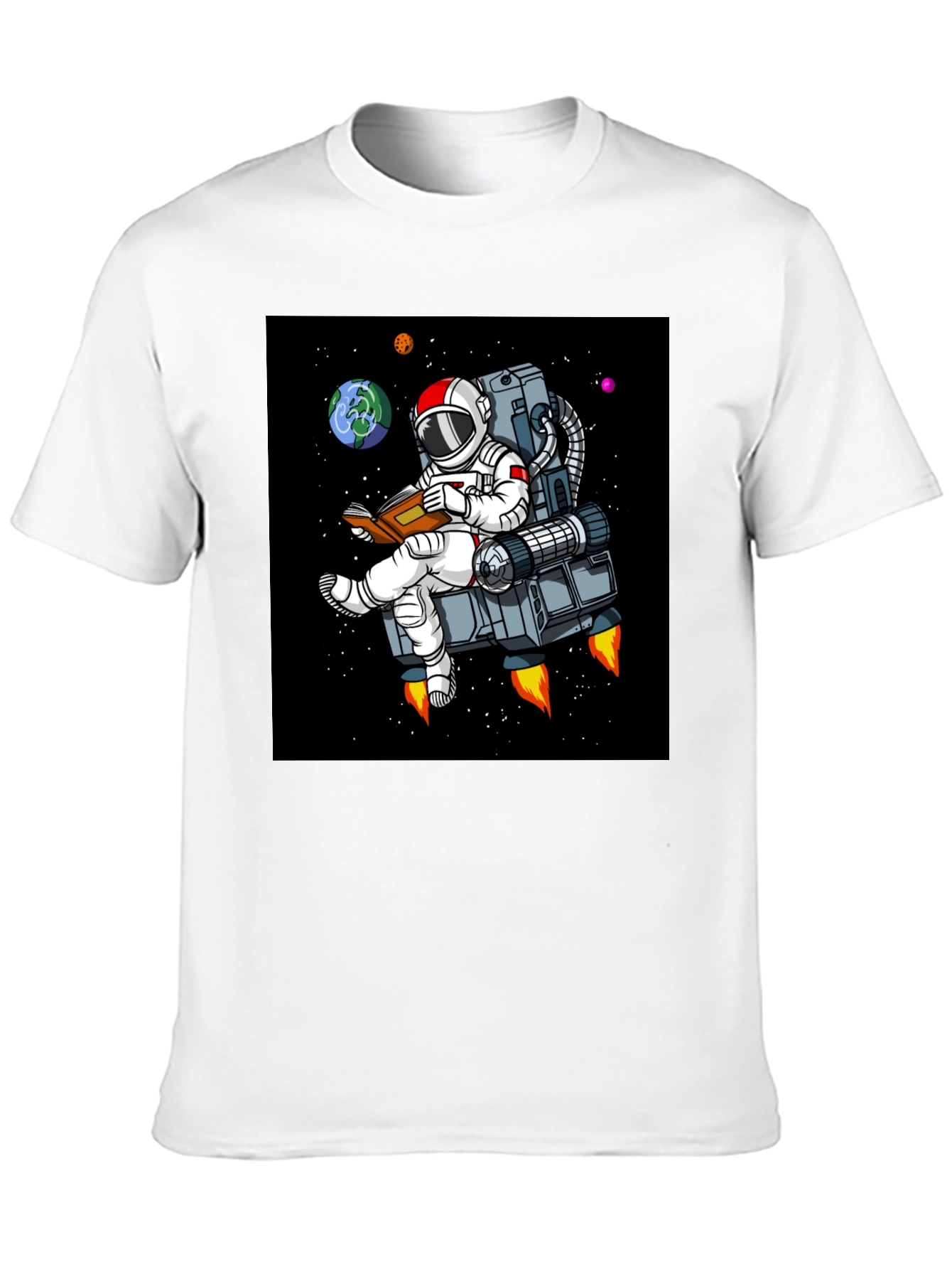 Astronaut Reading in Space T-Shirt - Black
