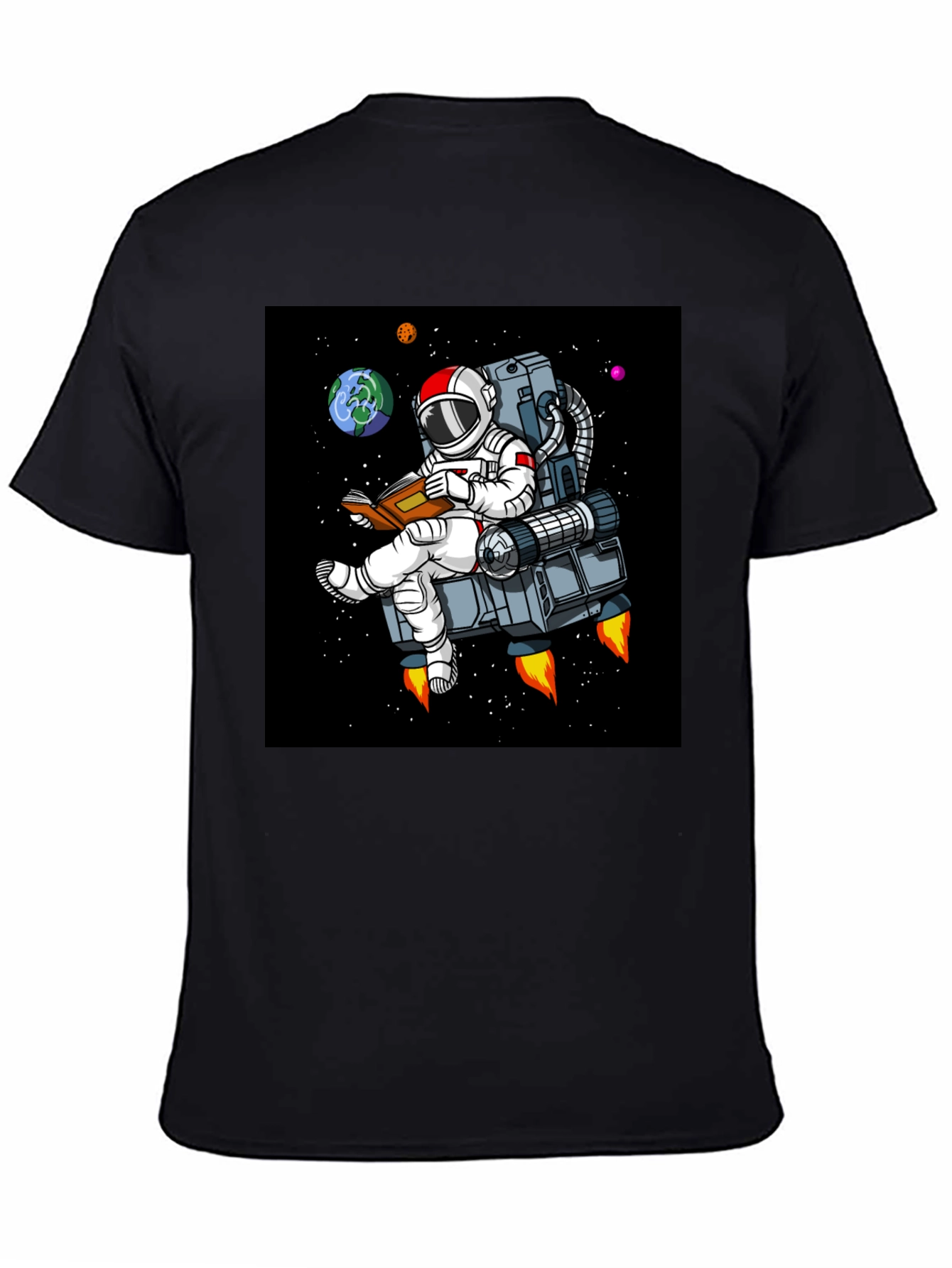 Astronaut Reading in Space T-Shirt - Black