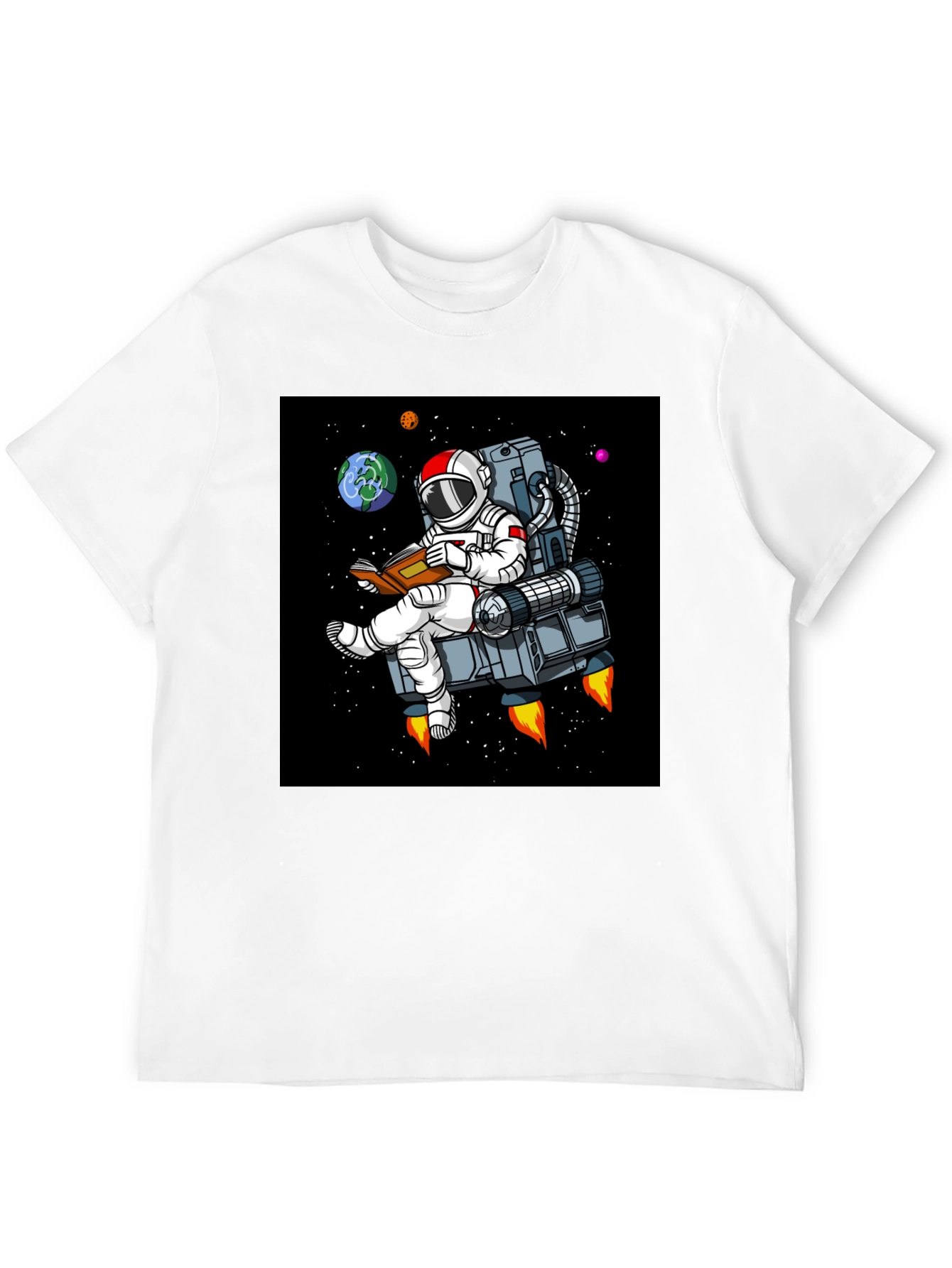 Astronaut Reading in Space T-Shirt - Black