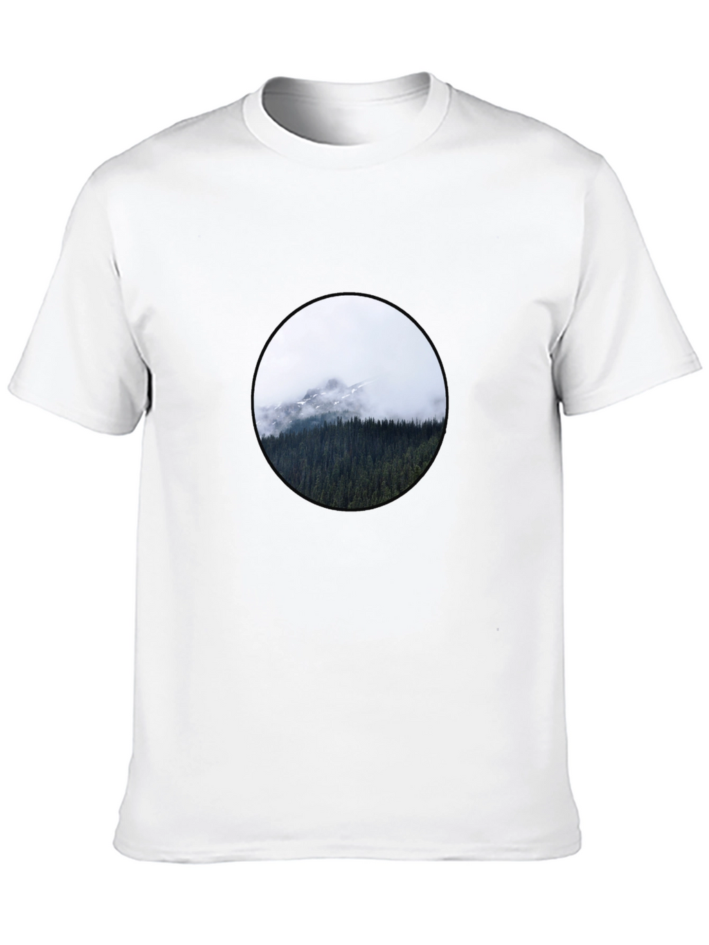Nature Circle Graphic Tee - Mountain Forest Design