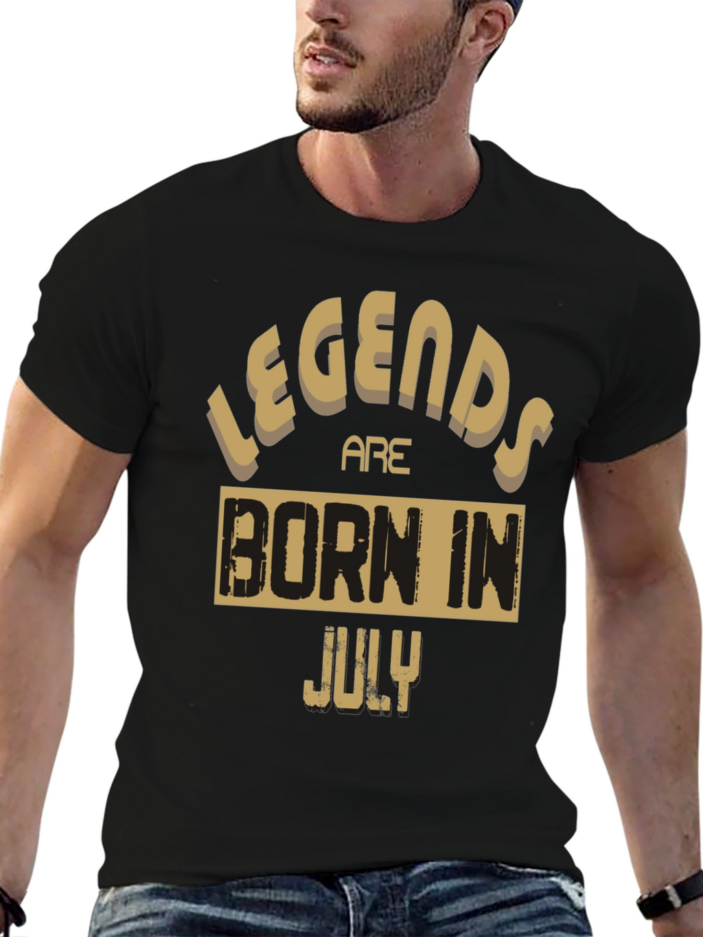 Legends Are Born In July Black Graphic Tee