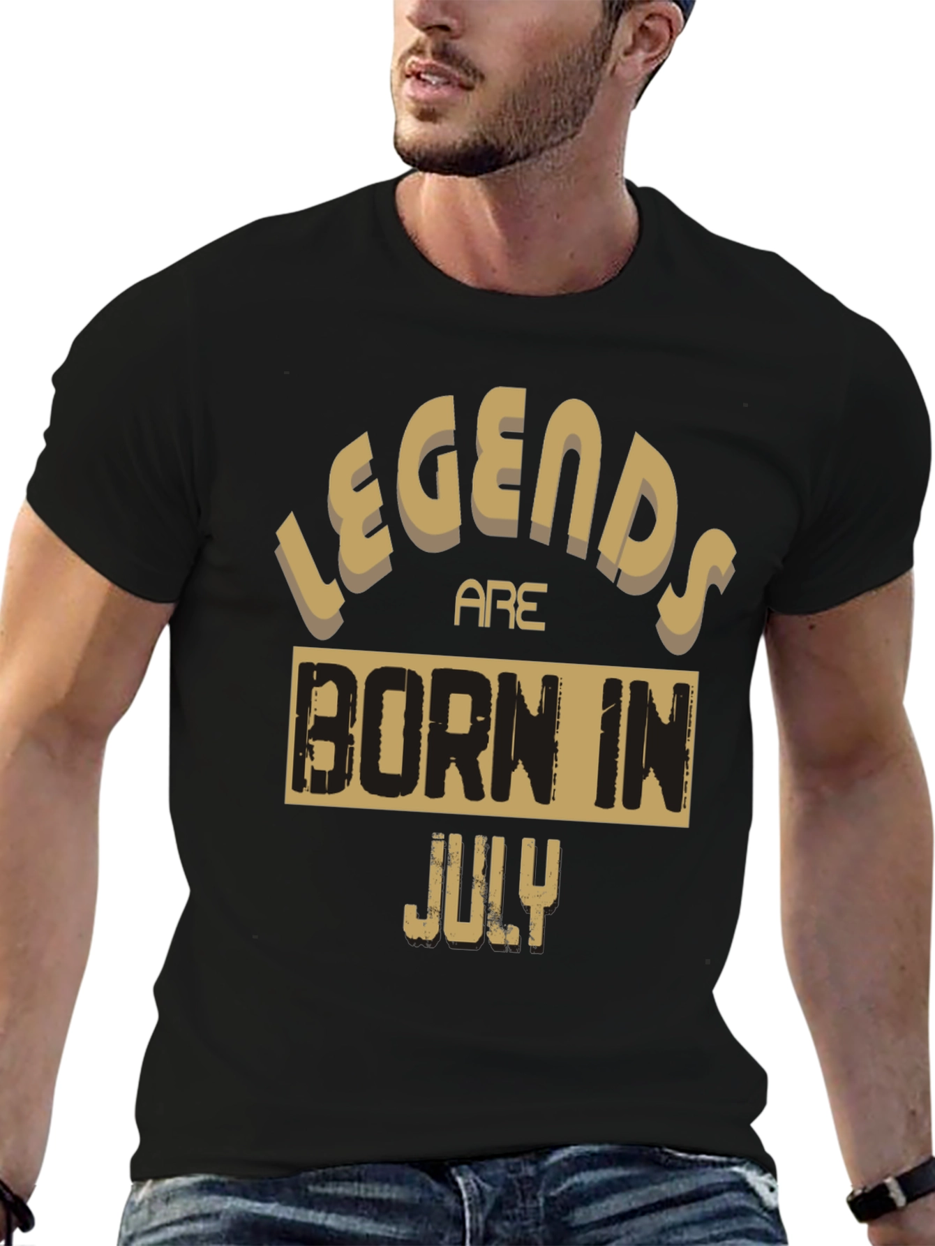 Legends Are Born In July Black Graphic Tee
