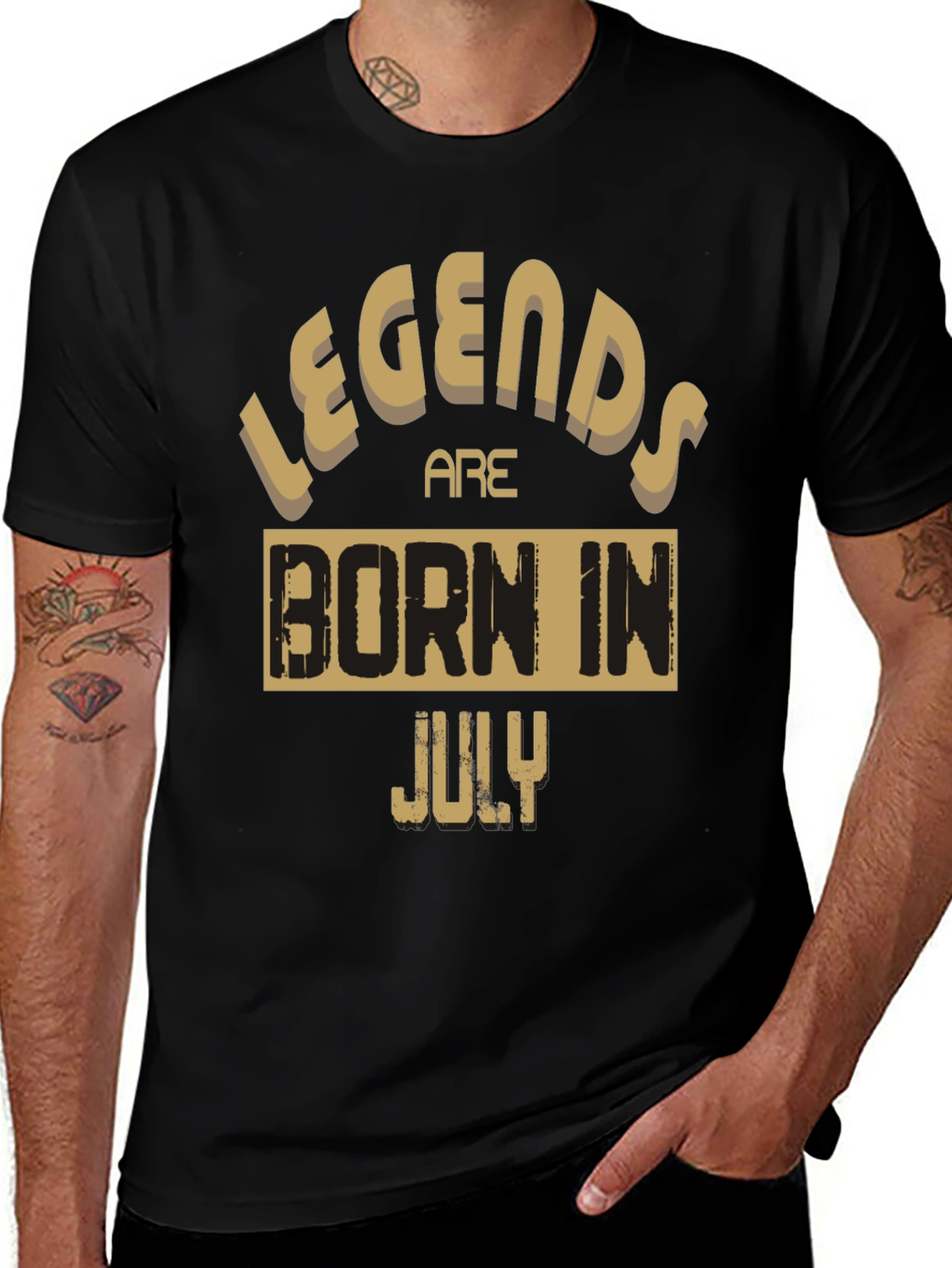 Legends Are Born In July Black Graphic Tee