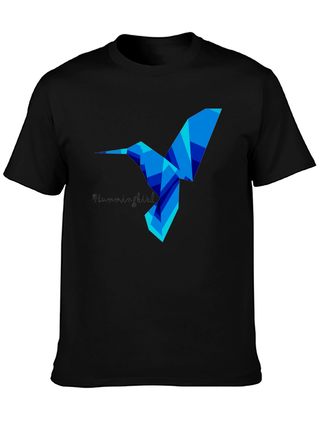 Geometric Hummingbird Graphic Tee - Stylish Mens Black T-Shirt