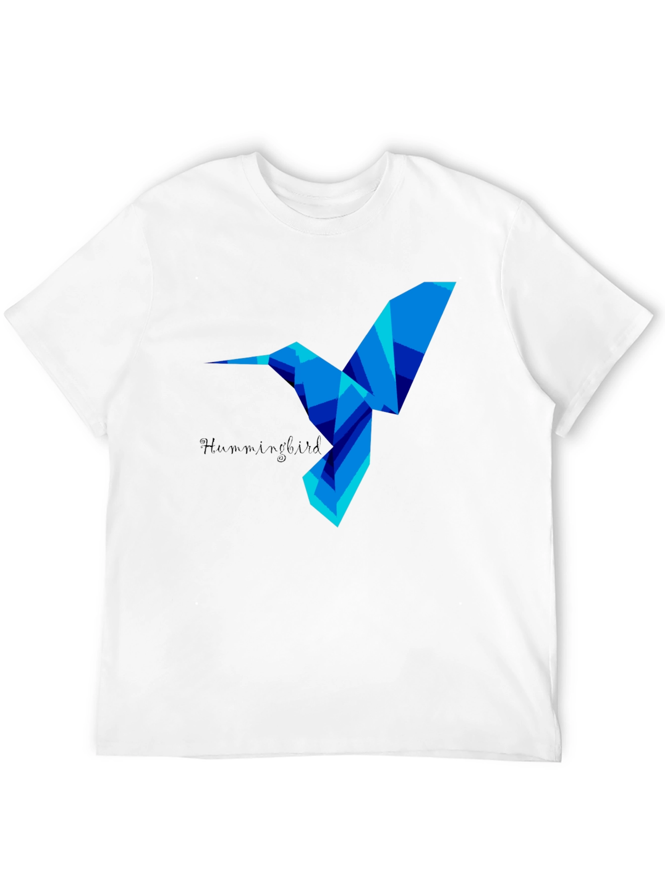 Geometric Hummingbird Graphic Tee - Stylish Mens Black T-Shirt