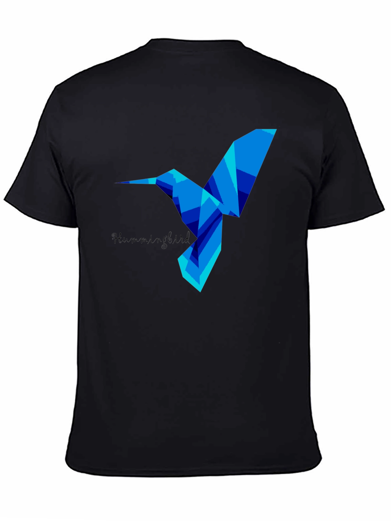 Geometric Hummingbird Graphic Tee - Stylish Mens Black T-Shirt