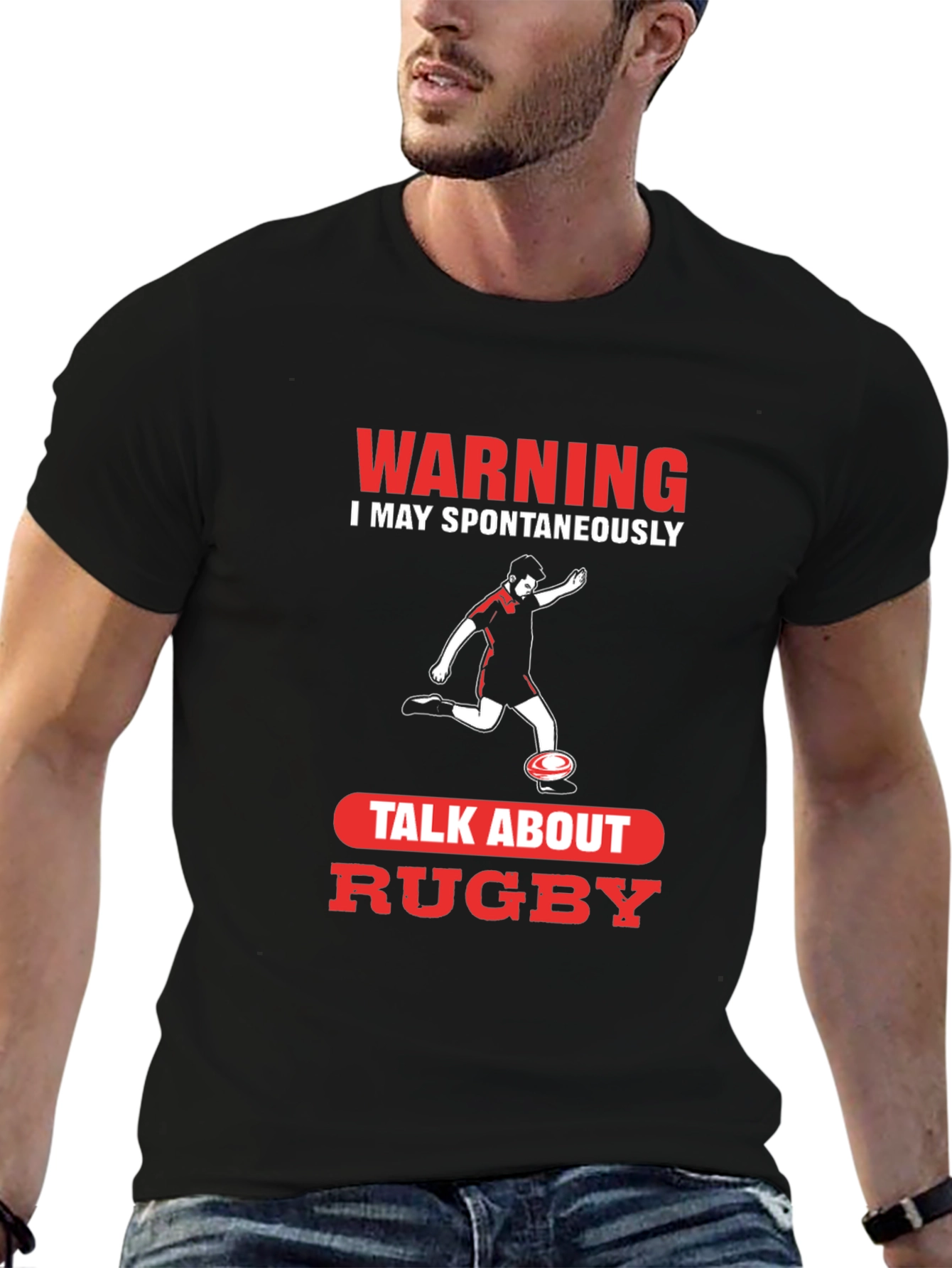 Warning Rugby T-Shirt - Spontaneously Talk About Rugby!