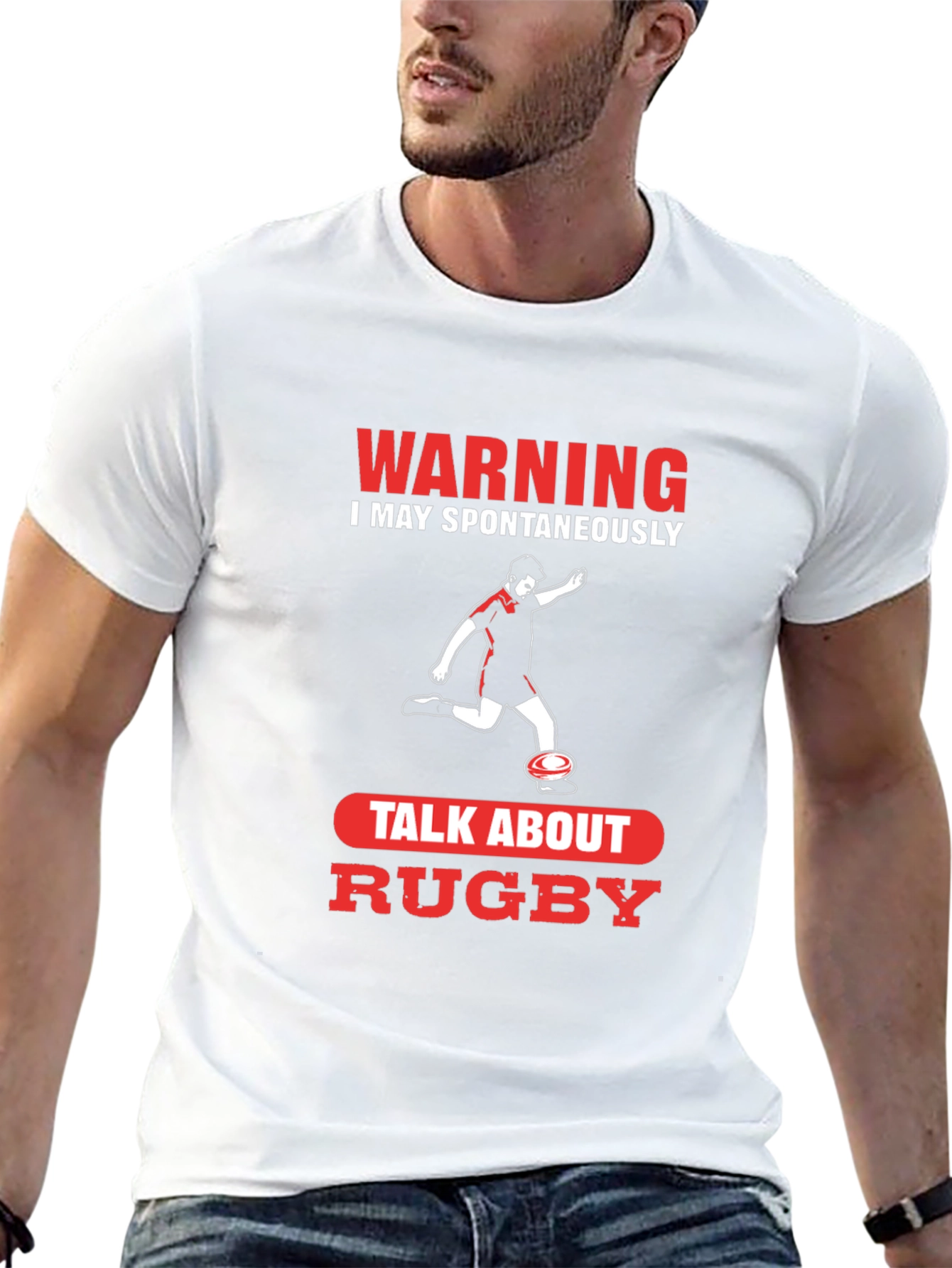 Warning Rugby T-Shirt - Spontaneously Talk About Rugby!
