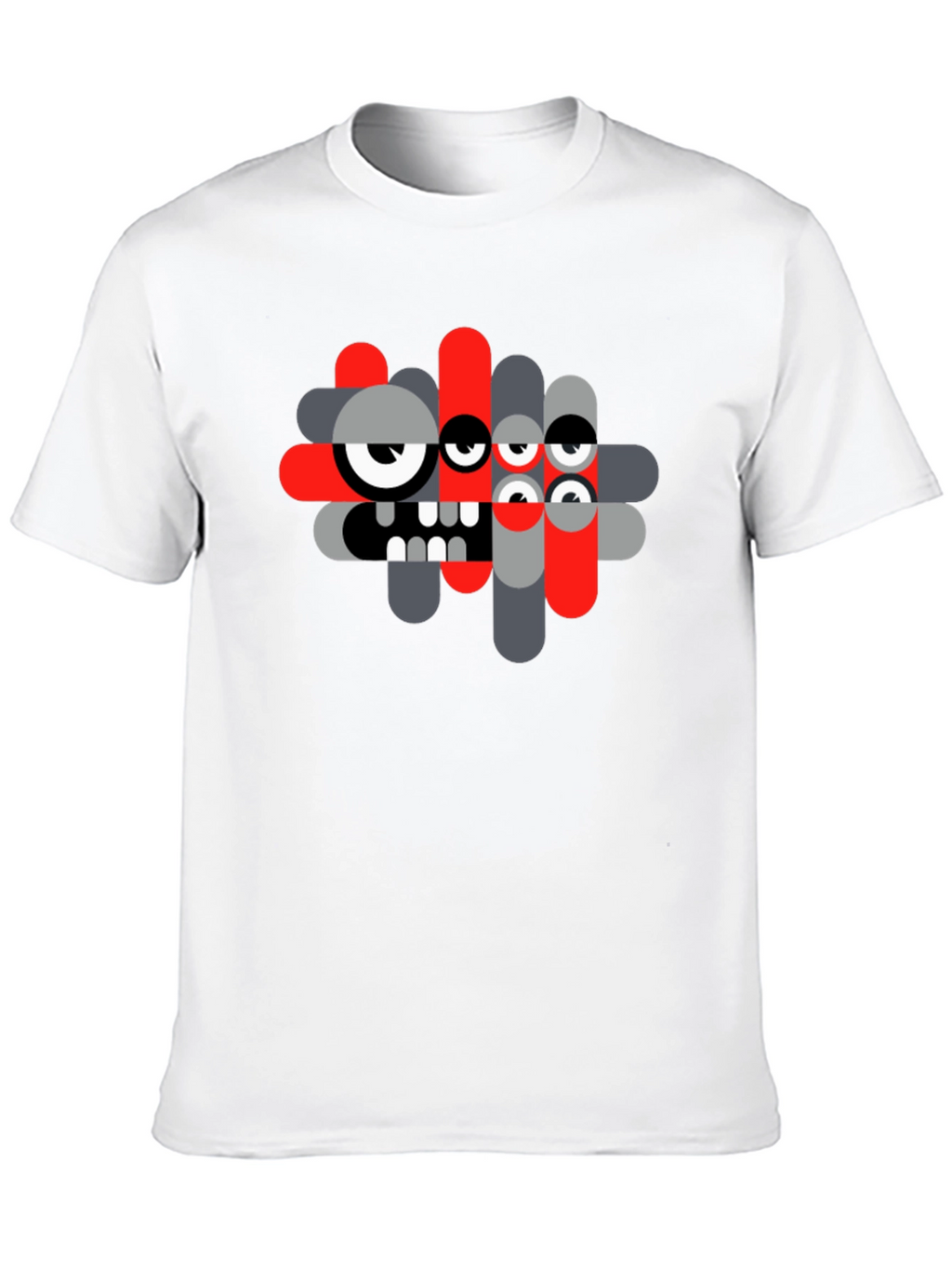 Abstract Monster Graphic Tee - Black Casual T-Shirt