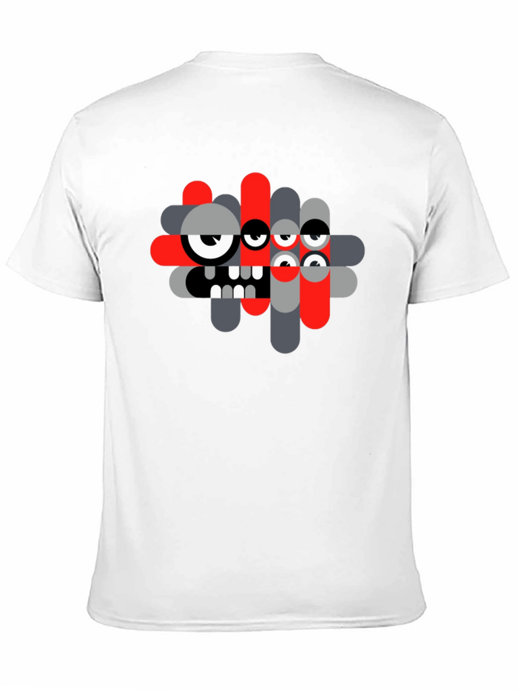 Abstract Monster Graphic Tee - Black Casual T-Shirt