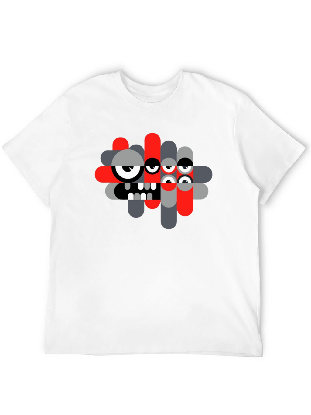 Abstract Monster Graphic Tee - Black Casual T-Shirt