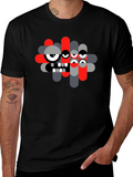 Abstract Monster Graphic Tee - Black Casual T-Shirt