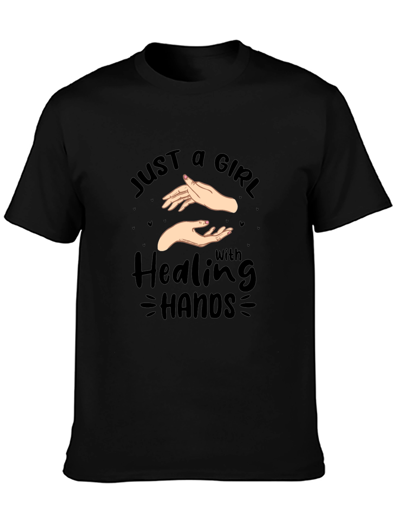 Healing Hands Graphic Tee - Black Cotton Shirt