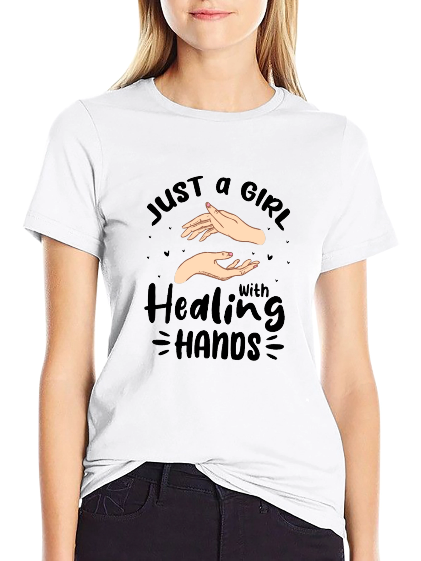 Healing Hands Graphic Tee - Black Cotton Shirt