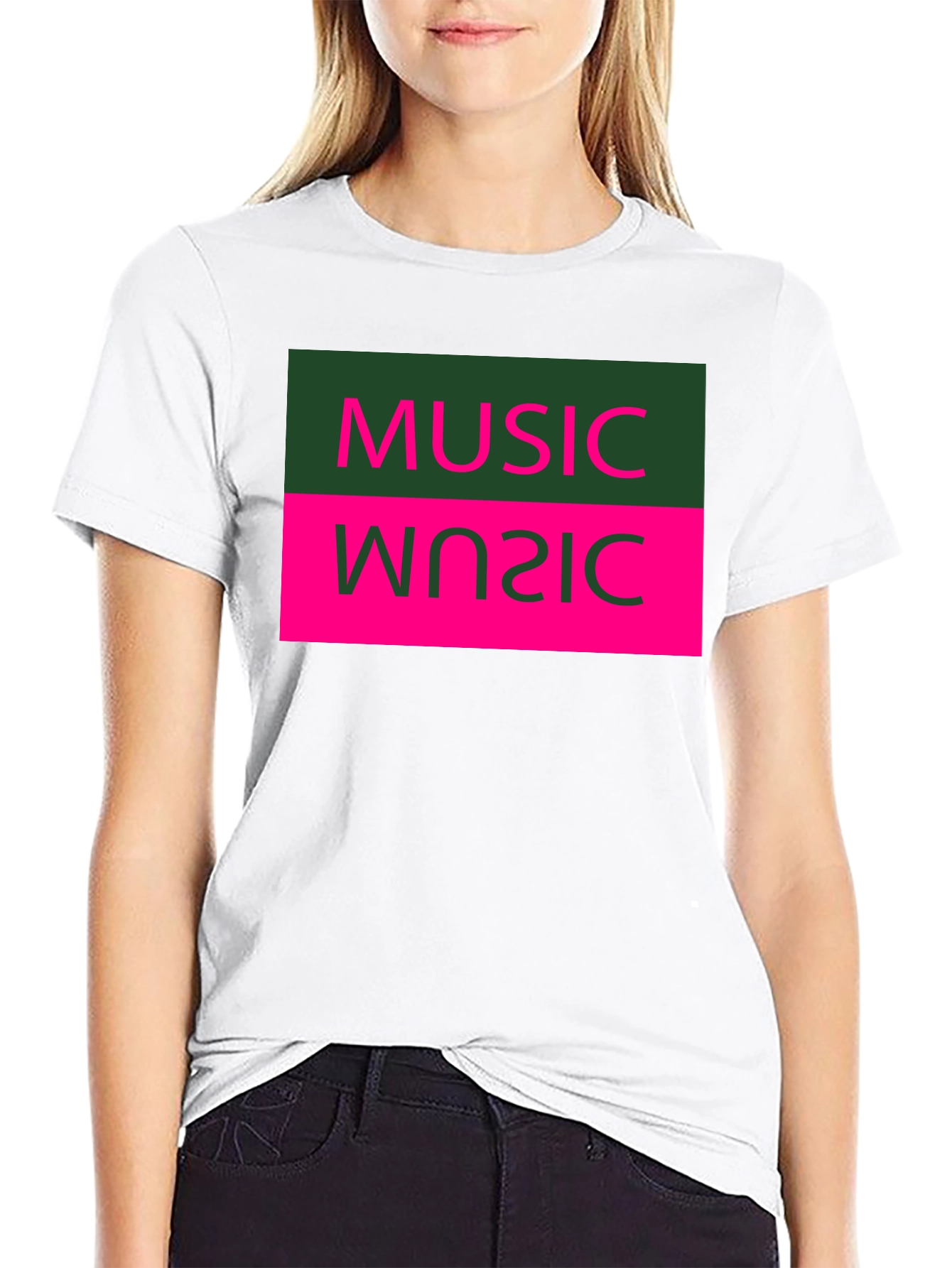 Retro Inverted Music T-Shirt - Black