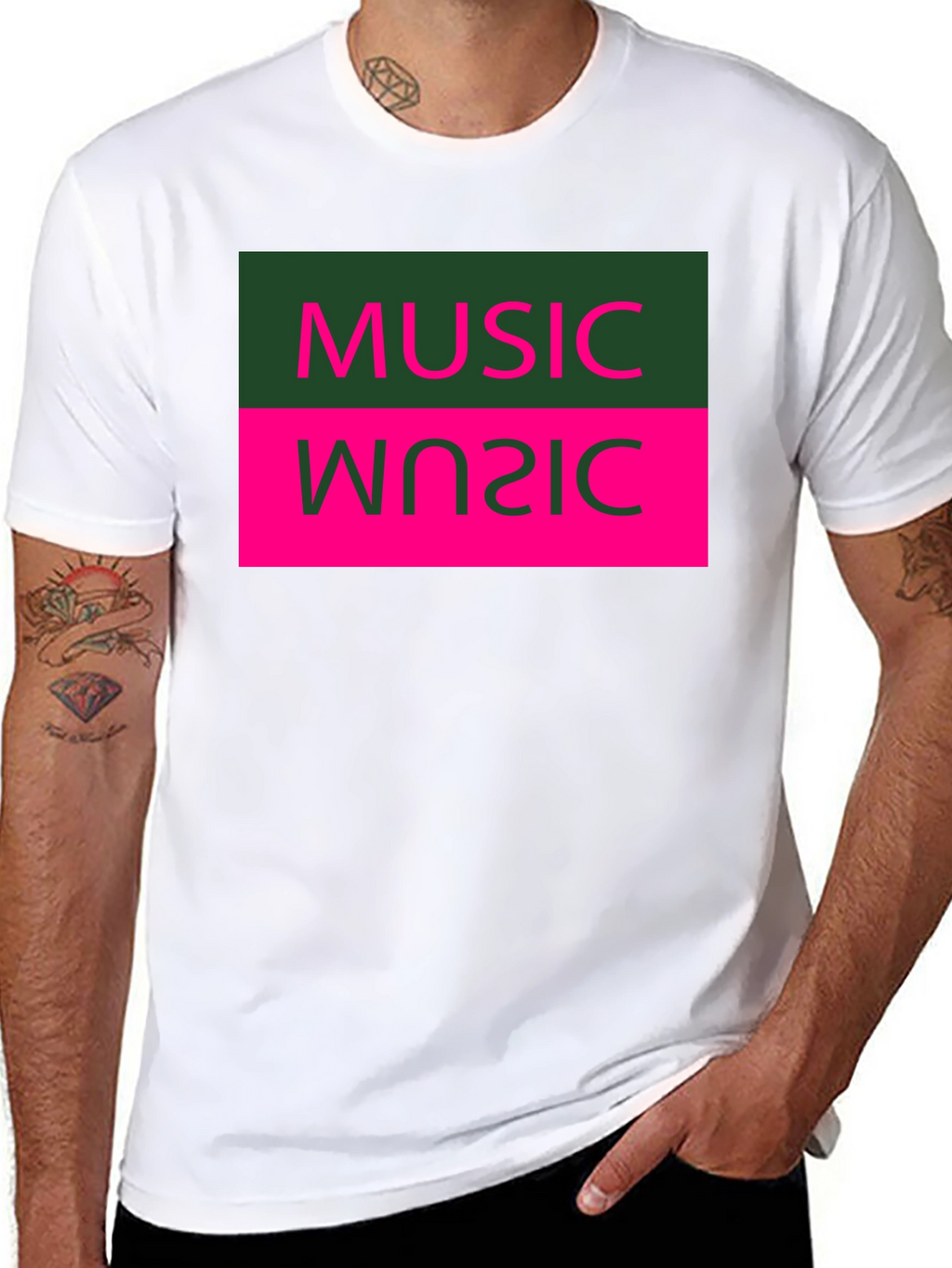 Retro Inverted Music T-Shirt - Black