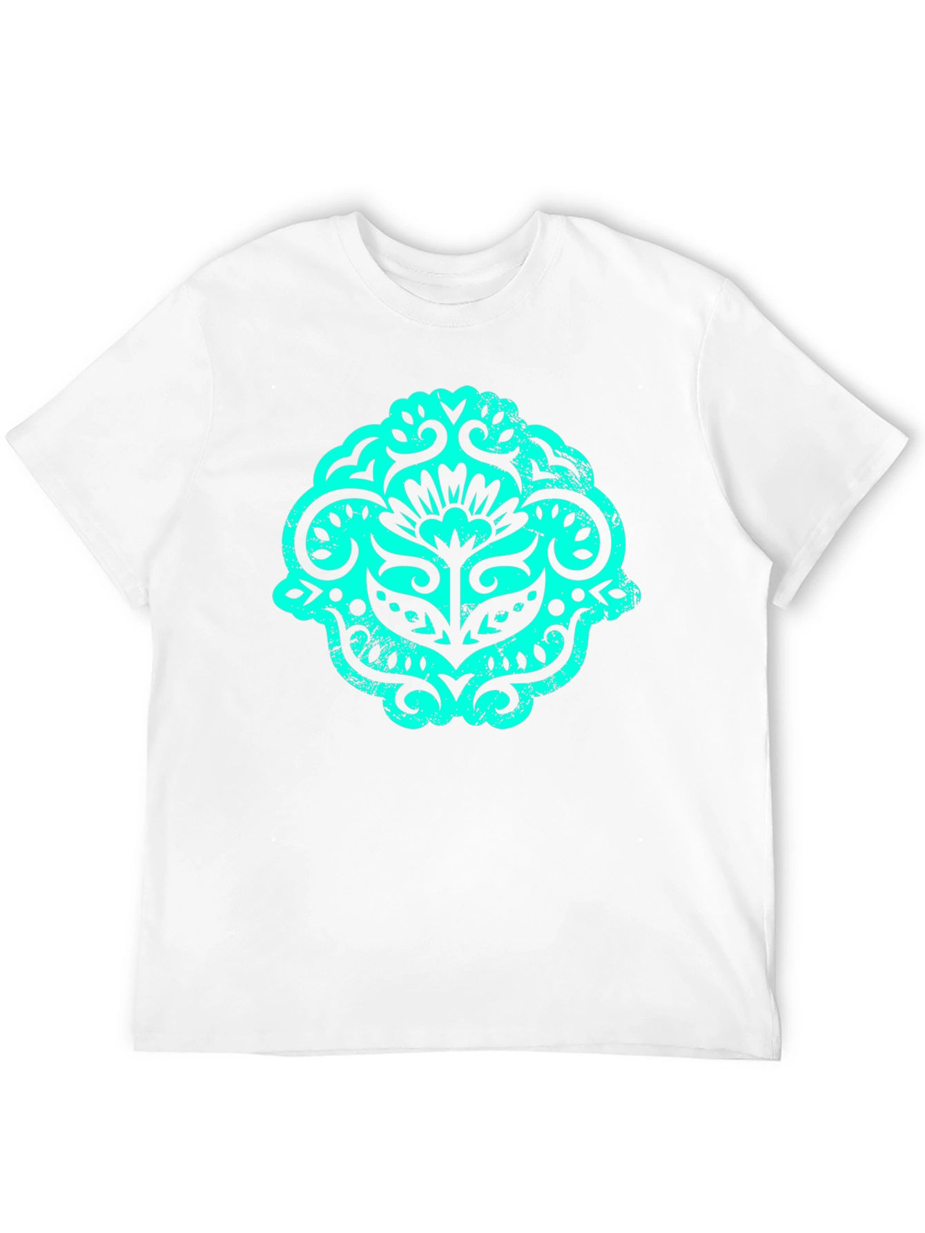 Black T-Shirt with Teal Ornamental Graphic