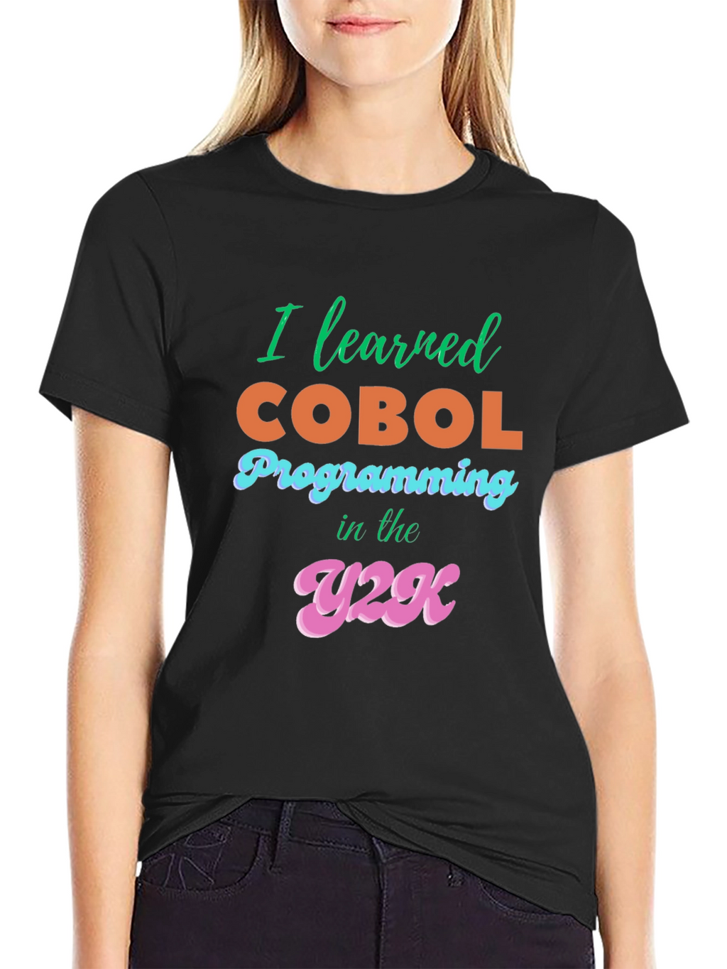 I Learned COBOL Y2K Black T-Shirt