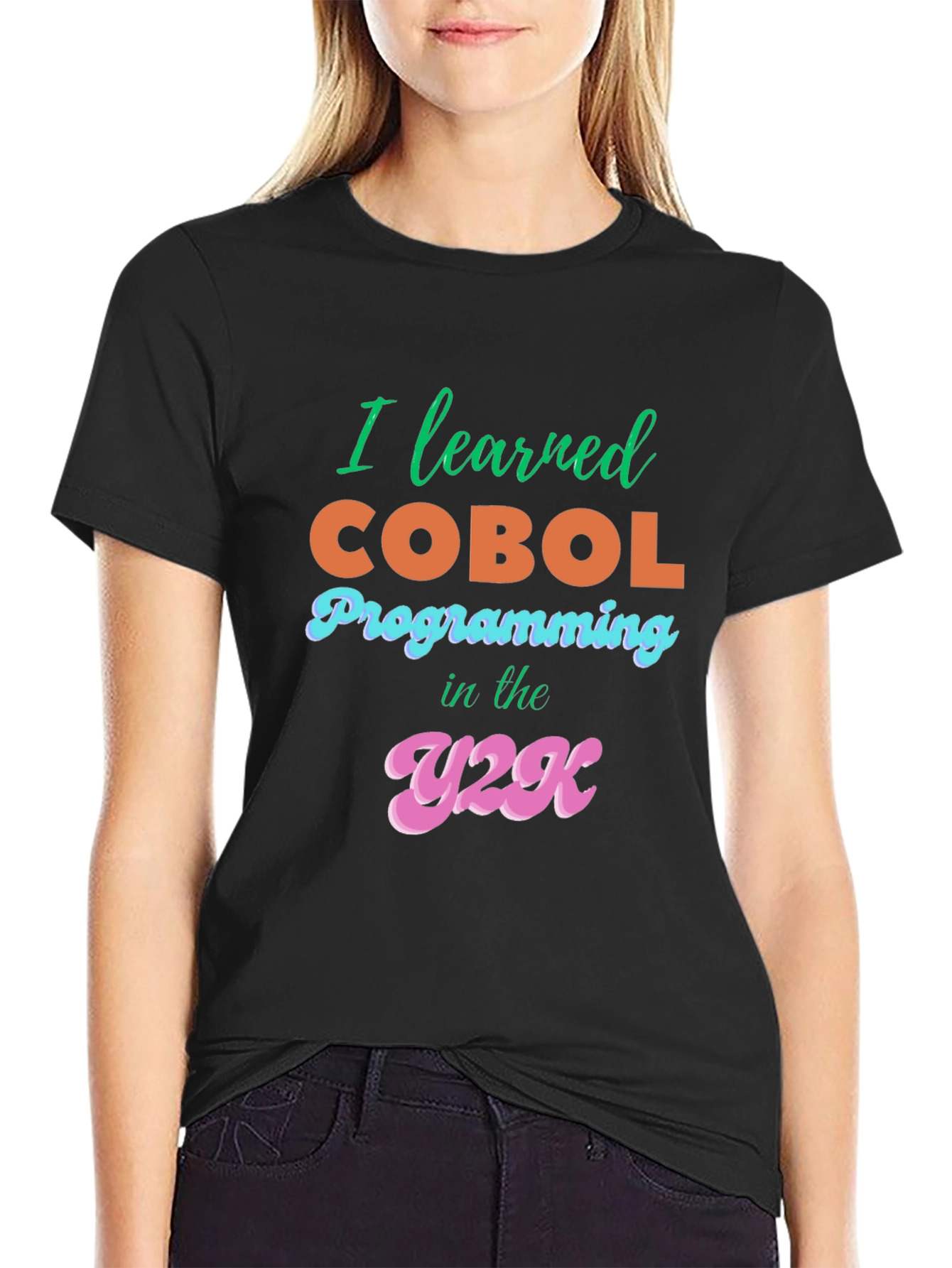 I Learned COBOL Y2K Black T-Shirt